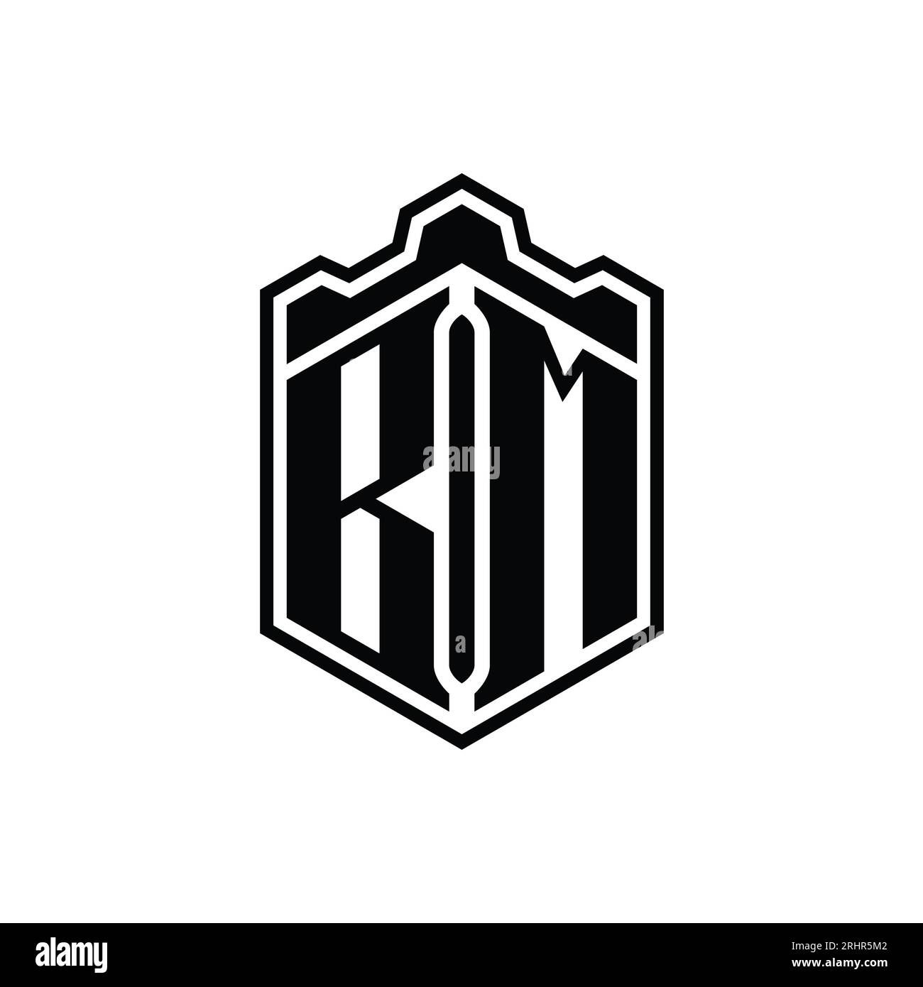 BM Logo monogram letter with shield and slice style design