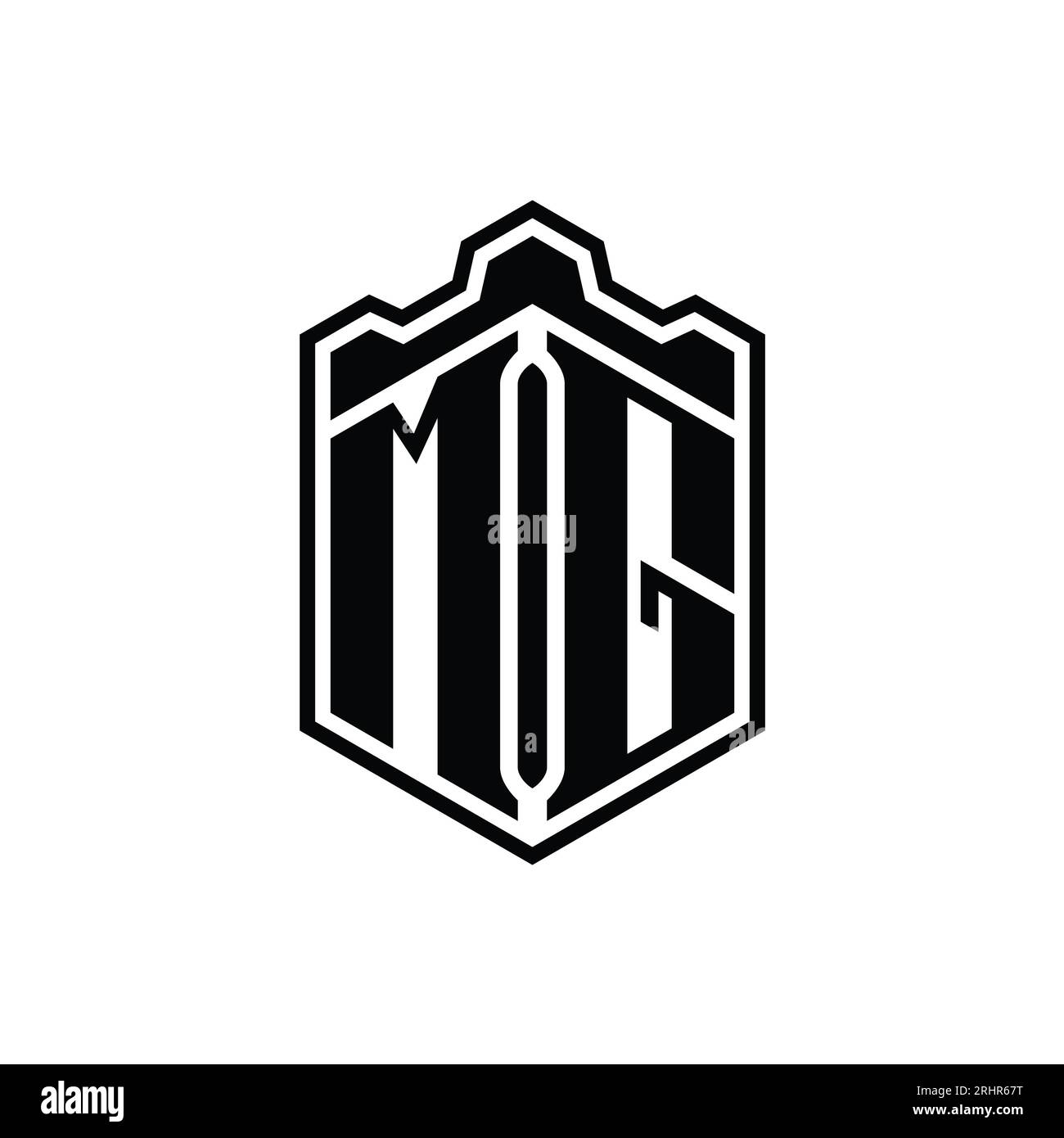 MG logo monogram emblem style with crown shape design template Stock Vector