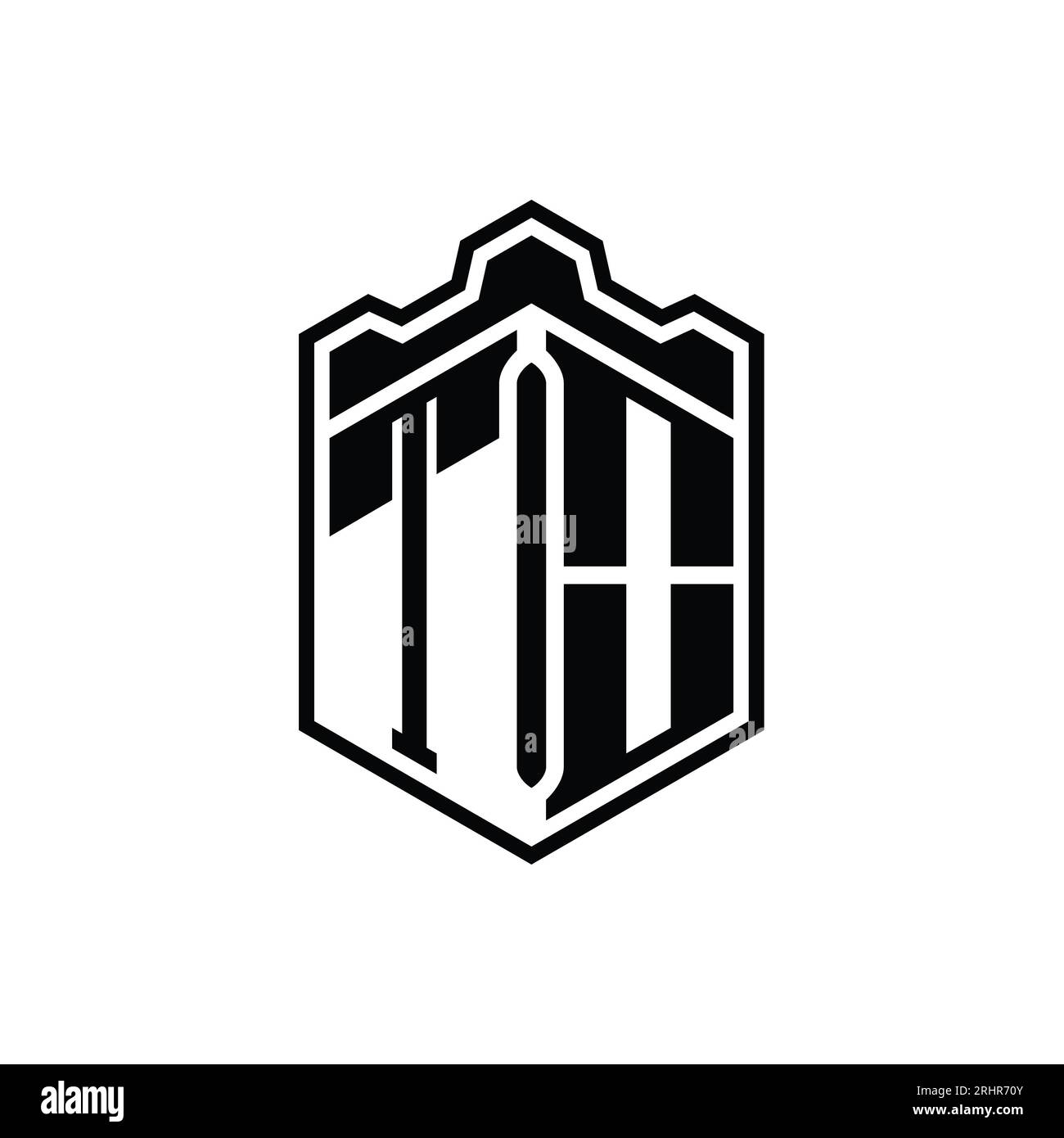 TO Letter Logo monogram hexagon shield shape crown castle geometric ...
