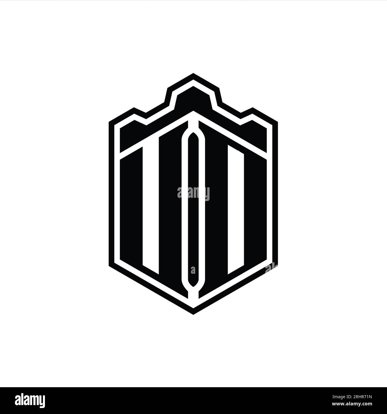 UD Letter Logo monogram hexagon shield shape crown castle geometric ...