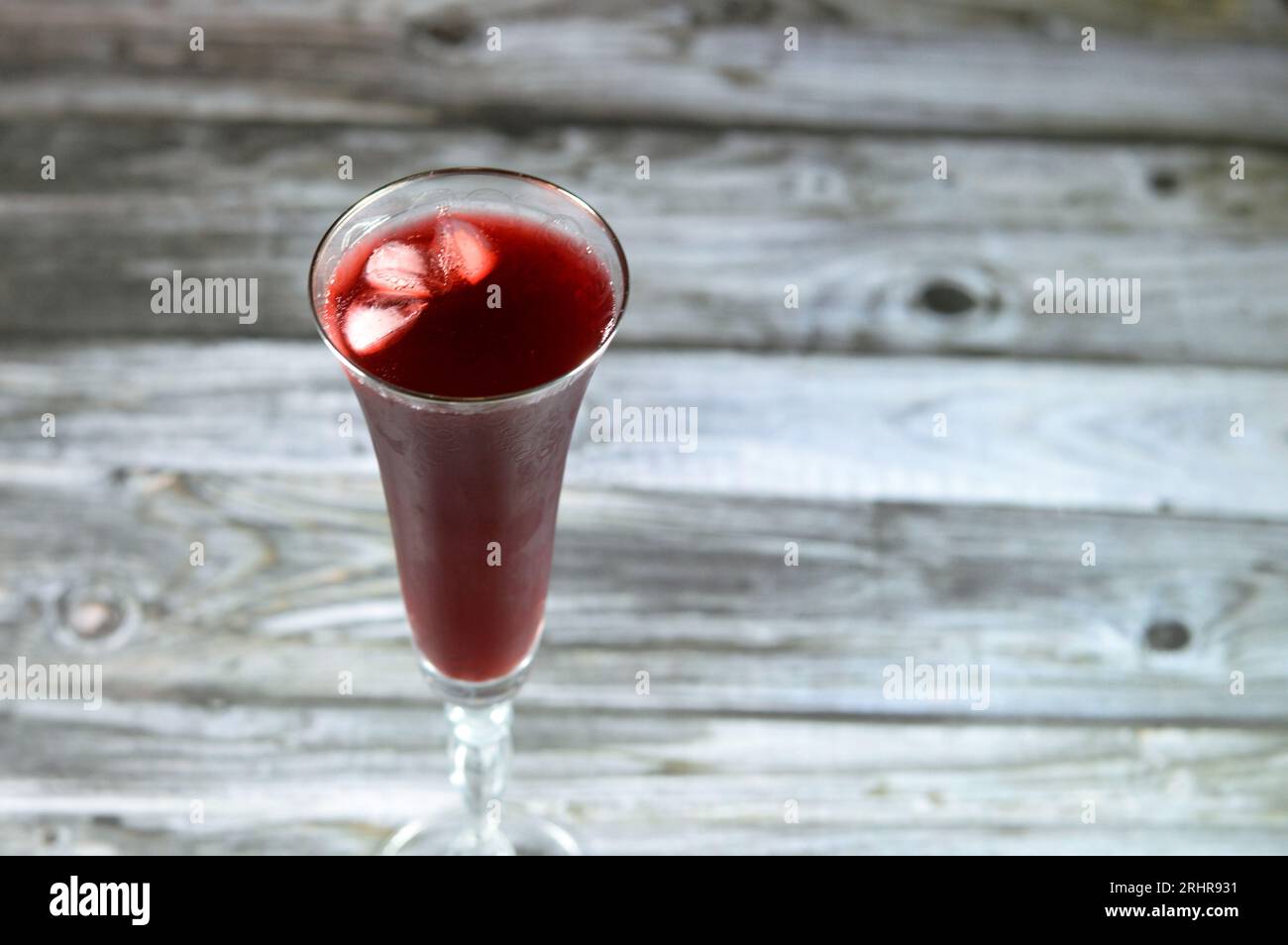 Fresh refrigerated Roselle juice glass made from boiling dried Roselle