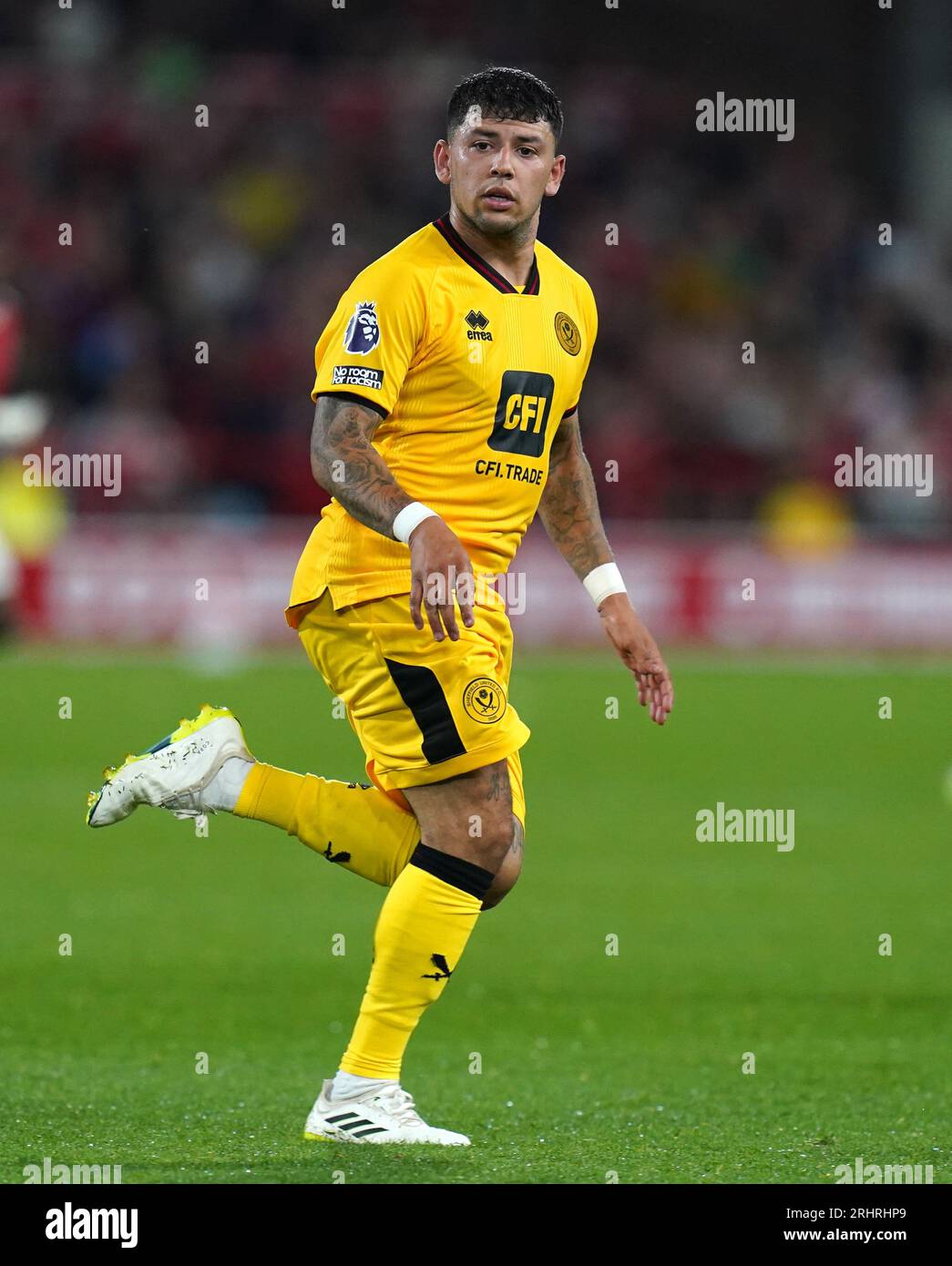 Sheffield United's Gustavo Hamer during the Premier League match at the City Ground, Nottingham. Picture date: Friday August 18, 2023. Stock Photo