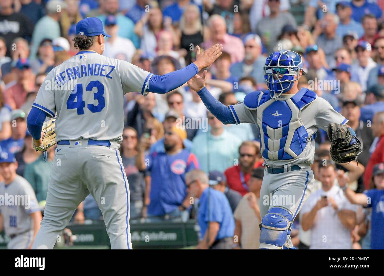 Kansas City, United States. 09th Aug, 2021. Kansas City Royals starting  pitcher Carlos Hernandez (43) pitches against the New York Yankees in the  first inning at Kaufman Stadium in Kansas City, Missouri