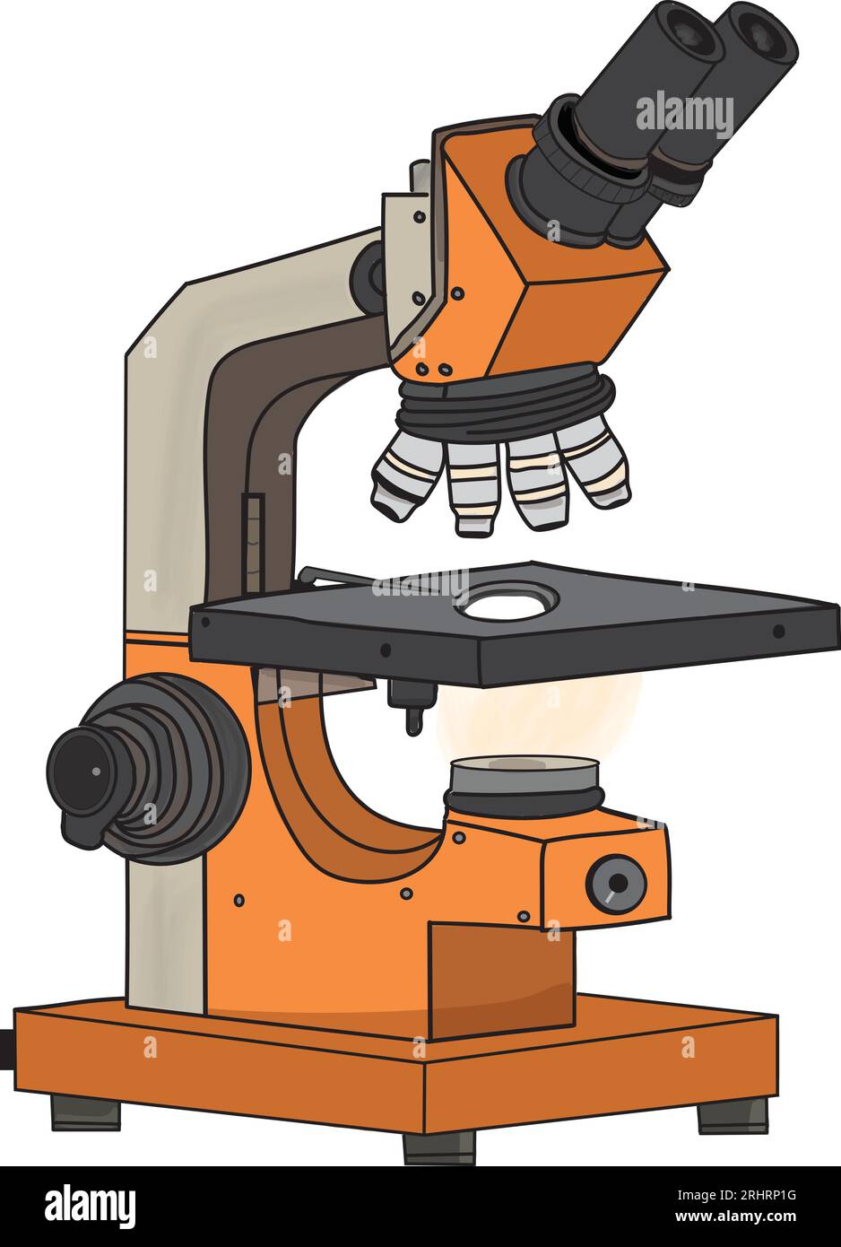 Vector illustration of an orange binocular microscope Stock Vector