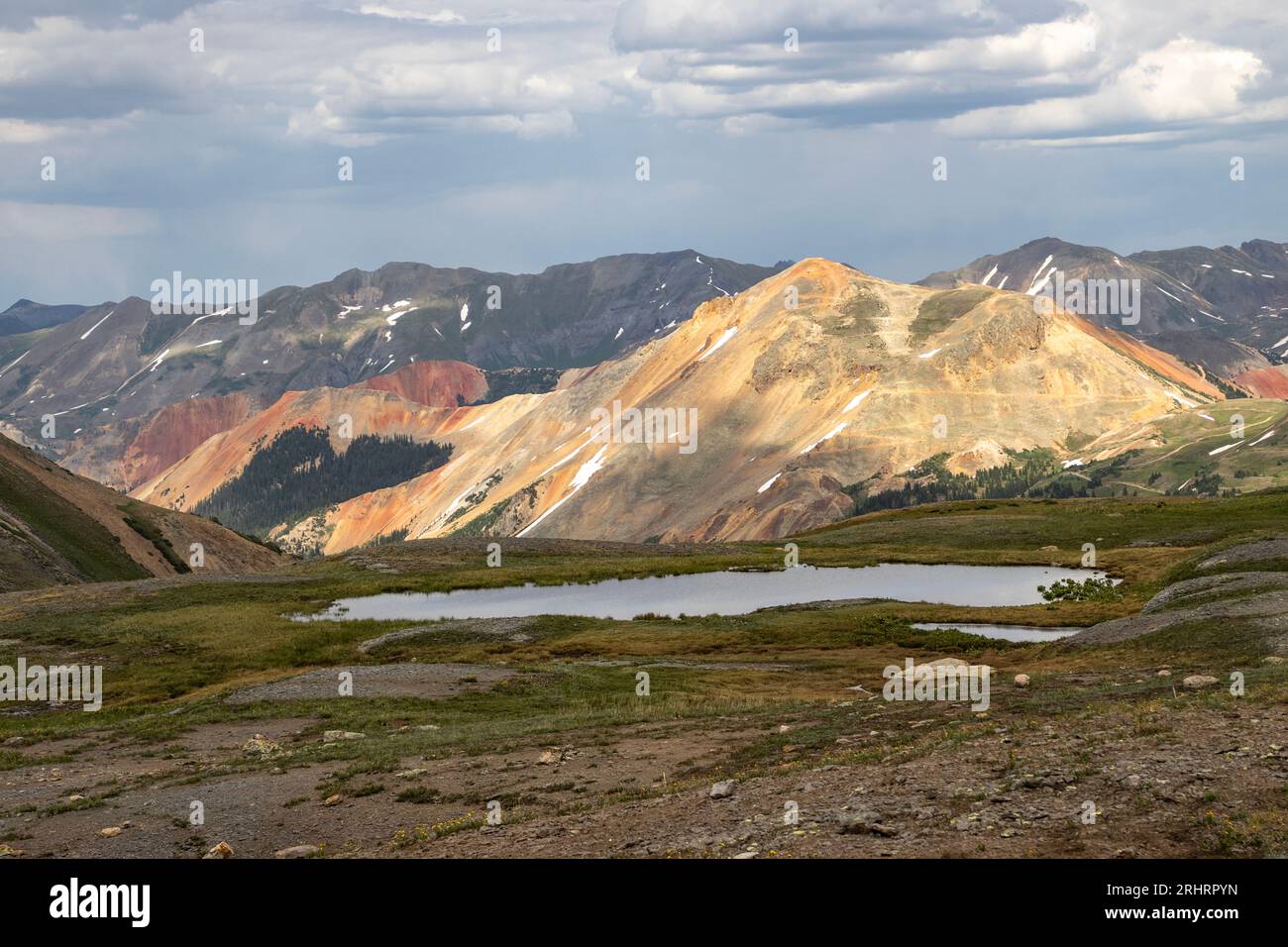 Beautiful mountain view with a clear, blue lake. Beautiful blue sky ...