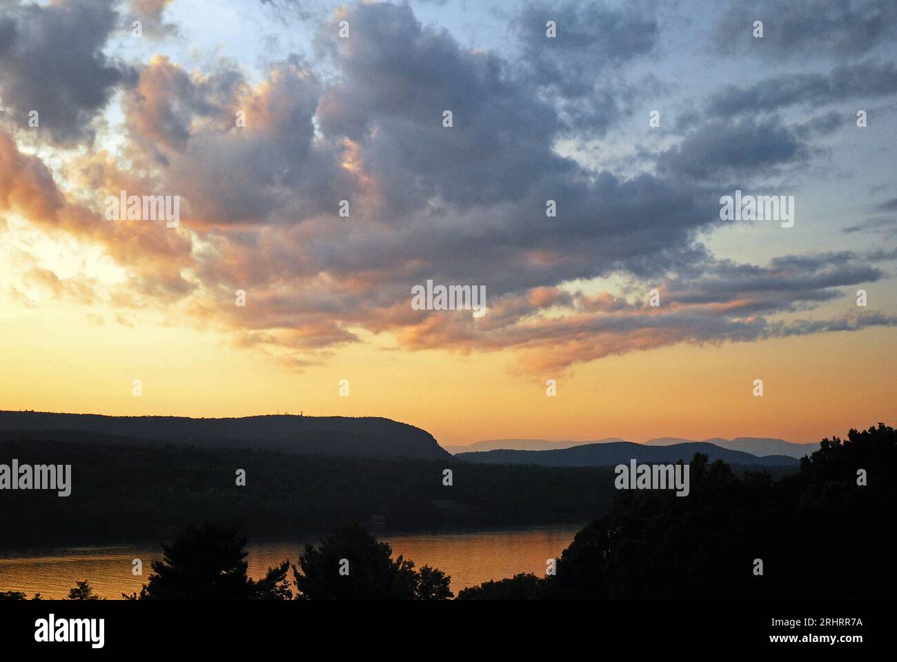 Sunset over the Hudson River Stock Photo