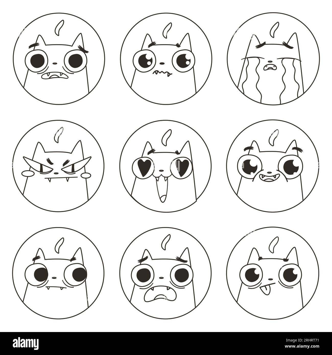 Set emoji of various cute cartoon cats  Stock Vector