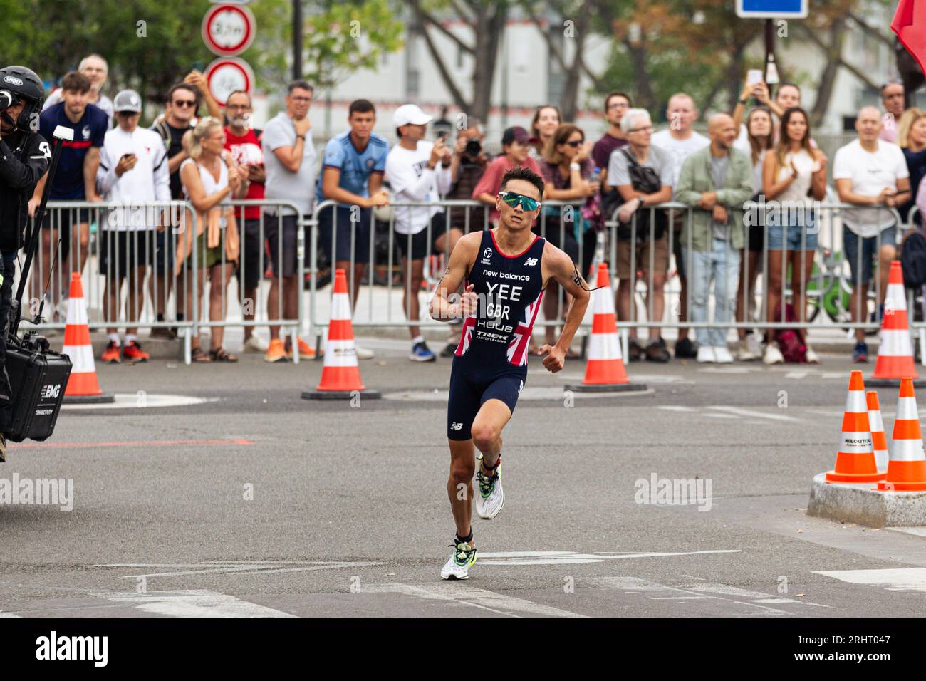 Portuguese athlete Vasco Vilaça seen running during the men's individual  test event. One year before the start of the Olympic Games, the Paris 2024  organization is carrying out four triathlon test events