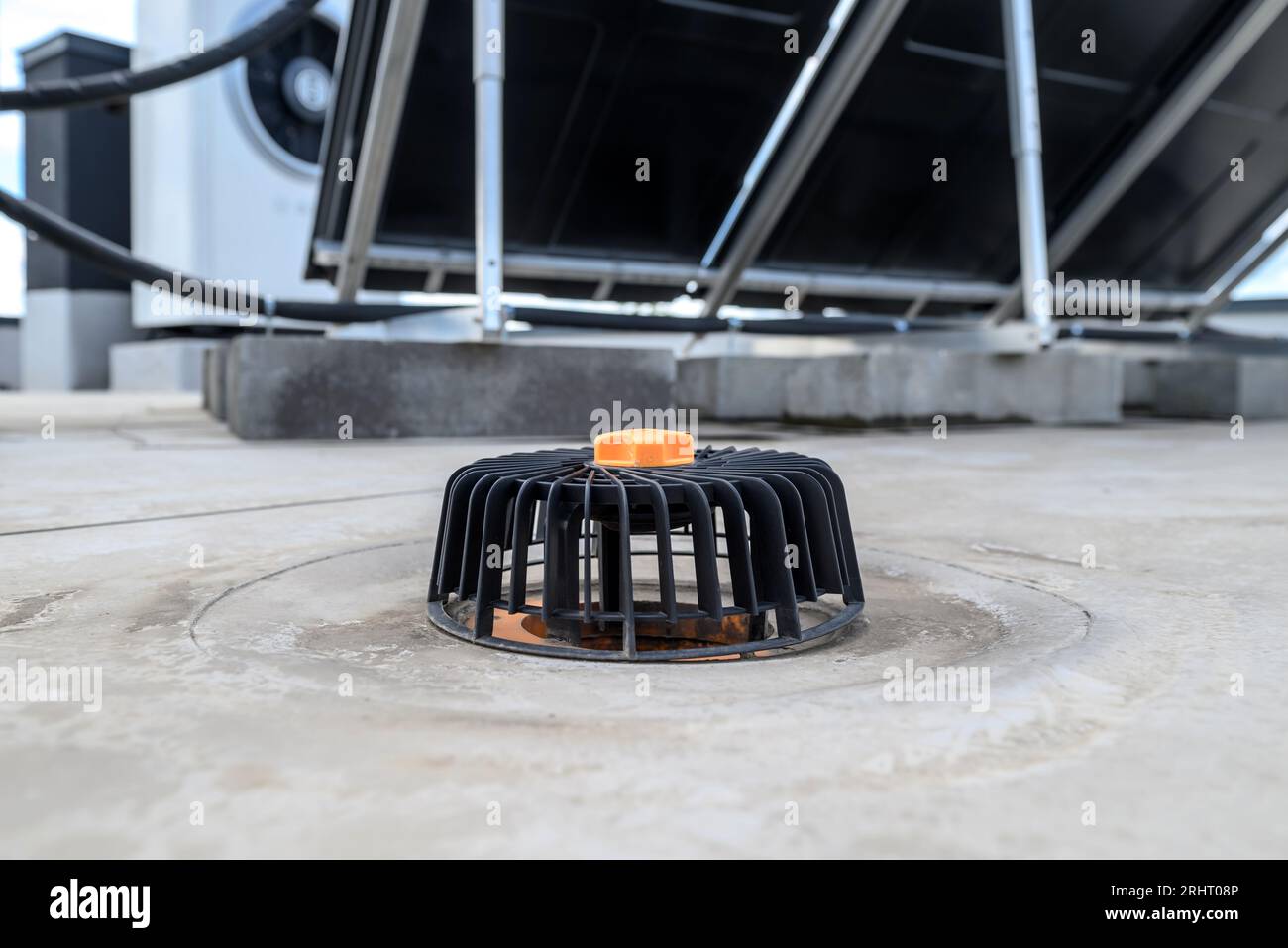 Roof drain with vents on the surface of a flat roof Stock Photo Alamy