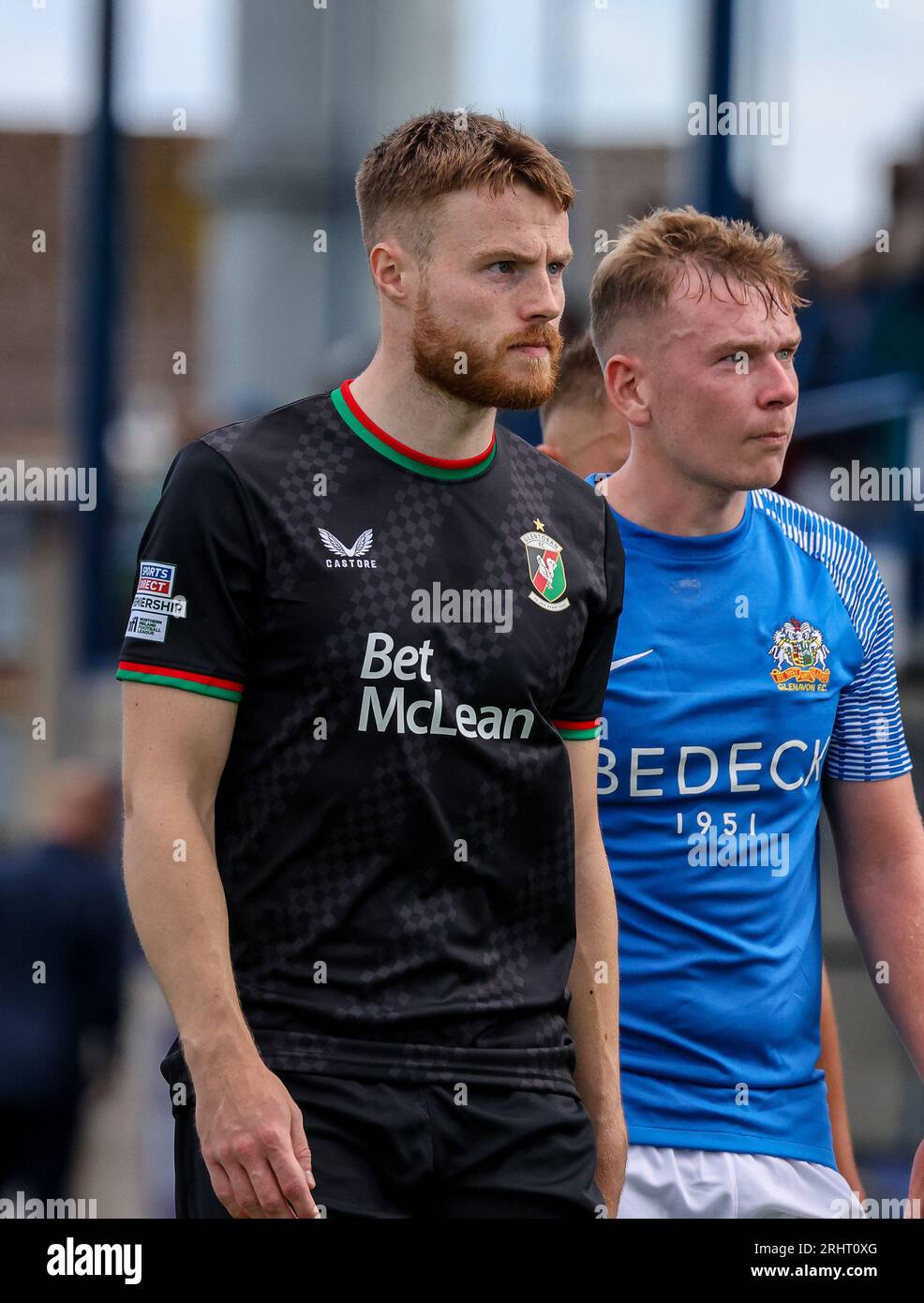 Mourneview Park, Lurgan, County Armagh, Northern Ireland, UK. 05 Aug 2023. Sports Direct Premiership – Glenavon 0 Glentoran 1, Premiership season opener. Irish League football player, Glentoran footballer Aidan Wilson Stock Photo