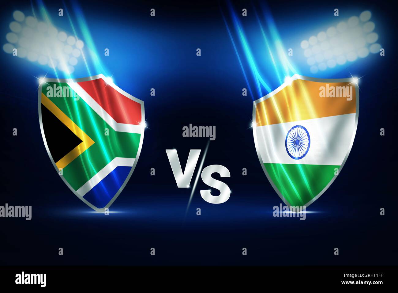 South Africa Vs India Cricket Match Background With Glowing Stadium 