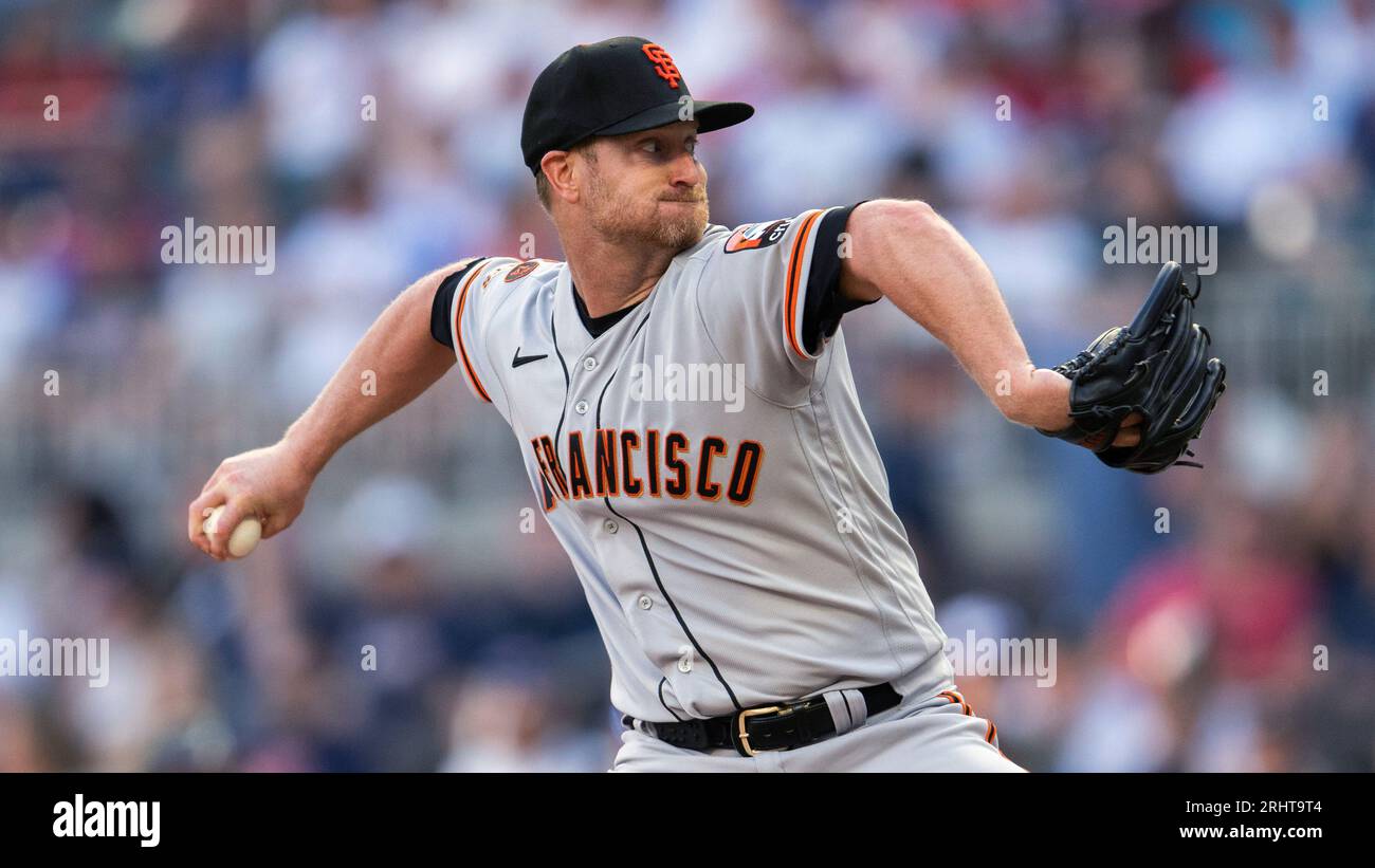 San Francisco Giants starting pitcher Alex Cobb throws to an Atlanta