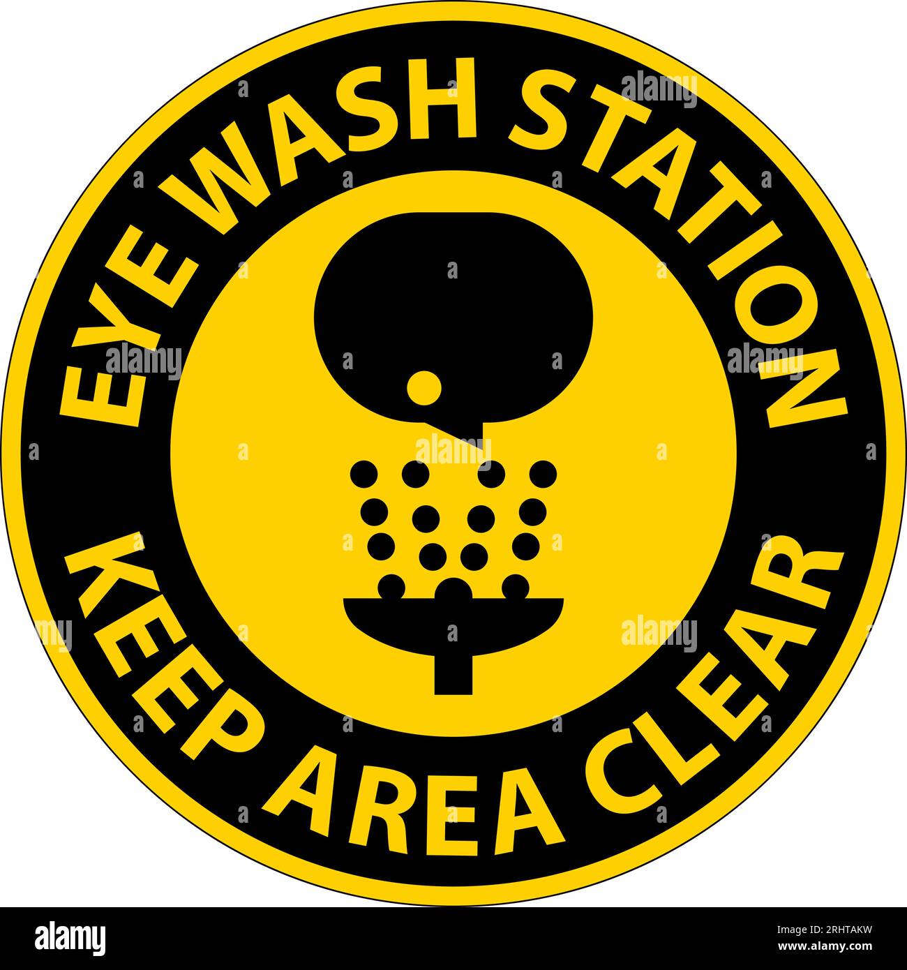 Floor Sign Eye Wash Station - Keep Area Clear Stock Vector