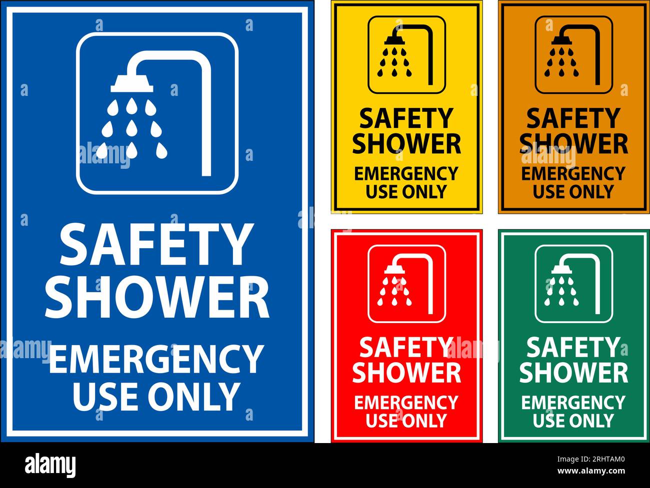 Safety Shower Sign, Safety Shower Emergency Use Only Stock Vector