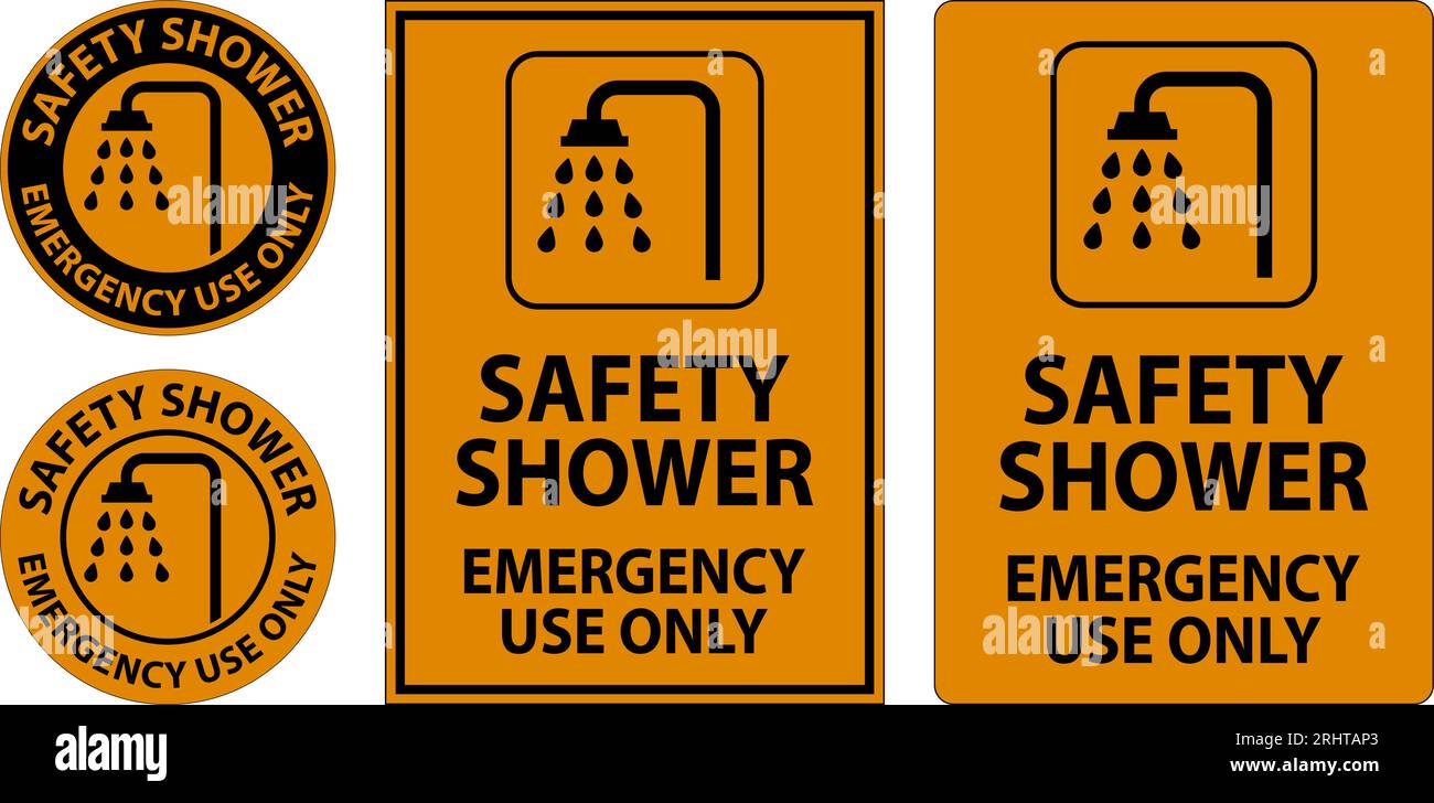 Safety Shower Sign, Safety Shower Emergency Use Only Stock Vector