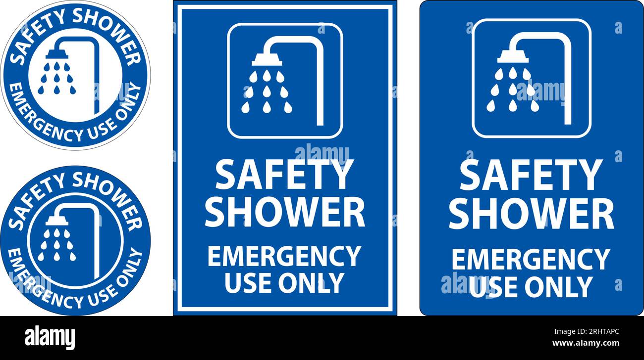 Safety Shower Sign, Safety Shower Emergency Use Only Stock Vector