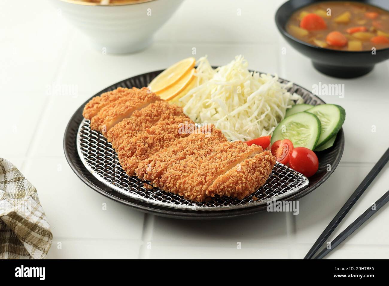 Tonkatsu, Deep Fried Pork Cutlet. Japanese Chicken Katdu with Curry