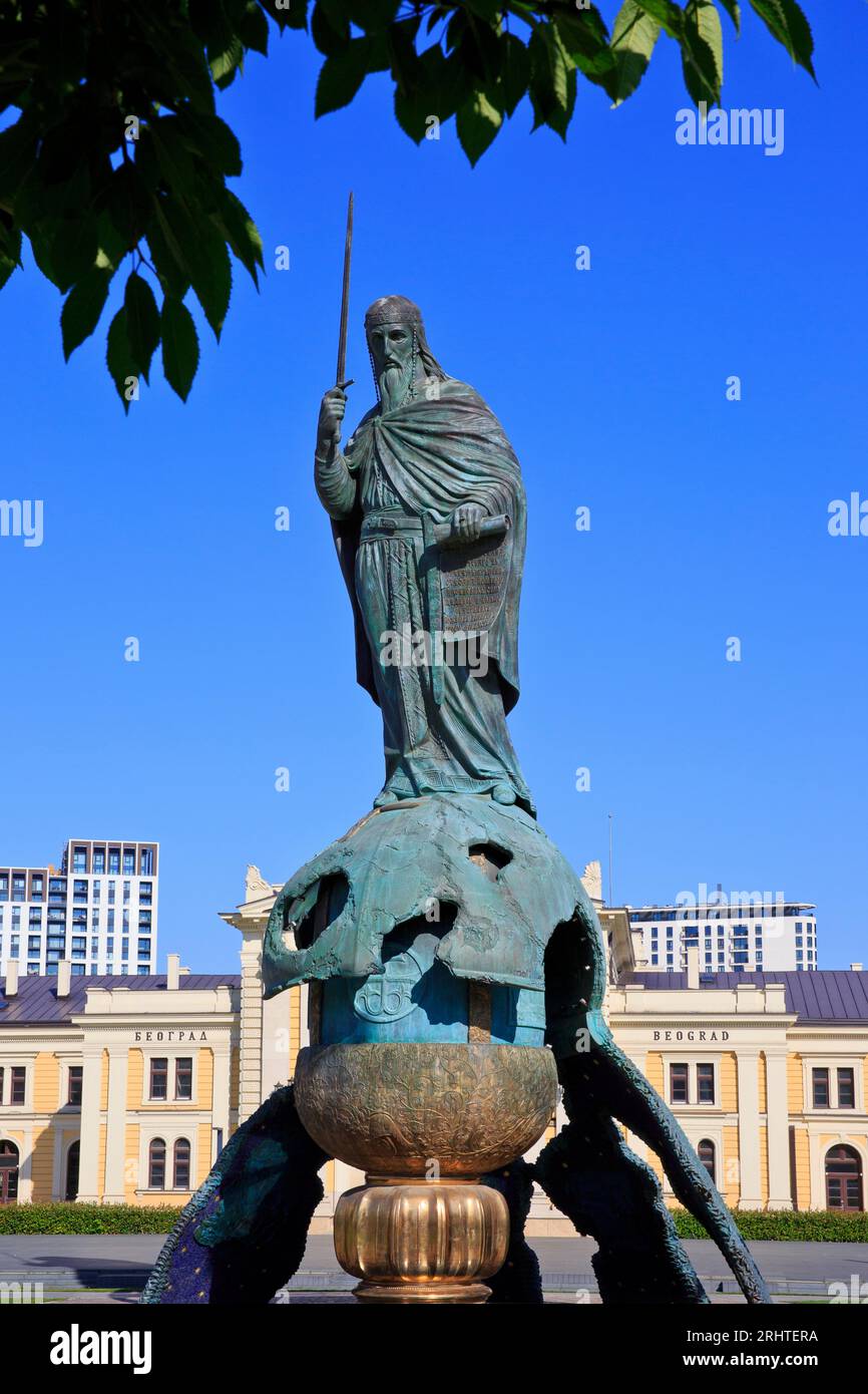 Monument to Grand Prince Stefan Nemanja (1113- 1199) in Belgrade, Serbia Stock Photo