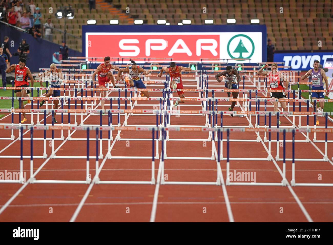 110m hurdles final. European Championships Munich 2022 Stock Photo Alamy