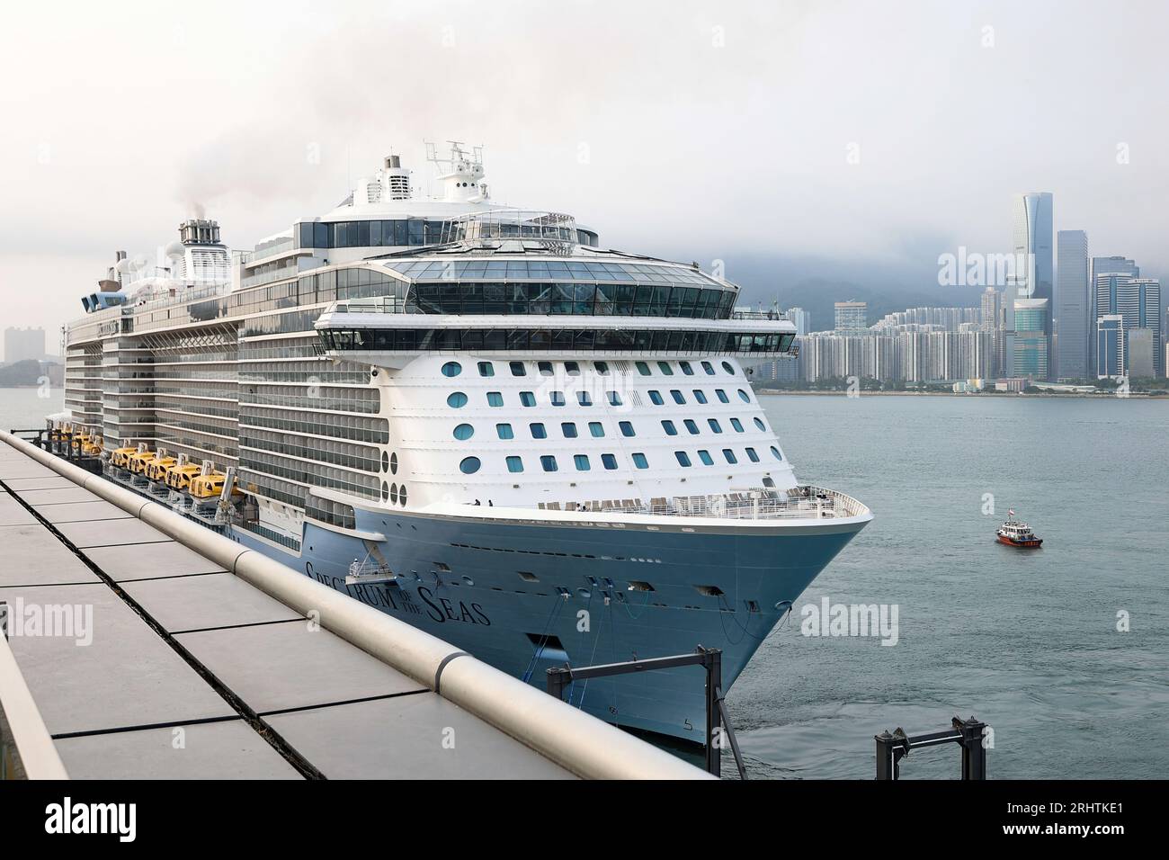 August 19, 2023, Hong Kong, Hong Kong, Hong Kong: Cruise ship SPECTRUM OF THE SEAS is berthed at Kai Tak cruise terminal as it carries nearly 4,000 tourists and Hong Kong locals on board from Kagoshima to the city. The Hong Kong government has been working on luring international travelers to the Asia's World City to boost the economy, including attracting tourists from mainland China and Southeast Asian countries by giving free cash vouchers for shopping and food. Credit: ZUMA Press, Inc./Alamy Live News Stock Photo