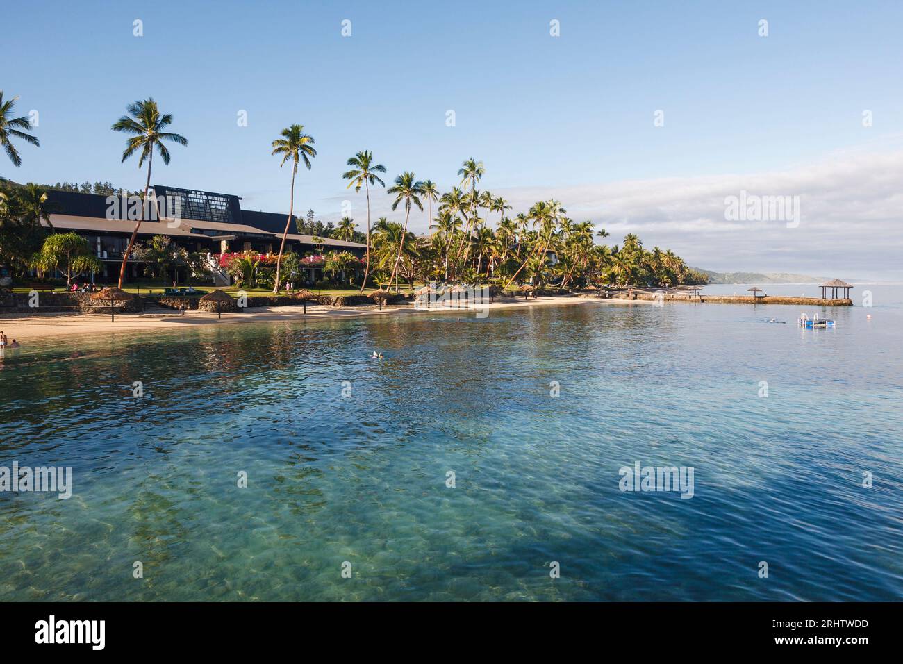 Coral Coast beach front at the Warwick resort, Fiji. Stock Photo