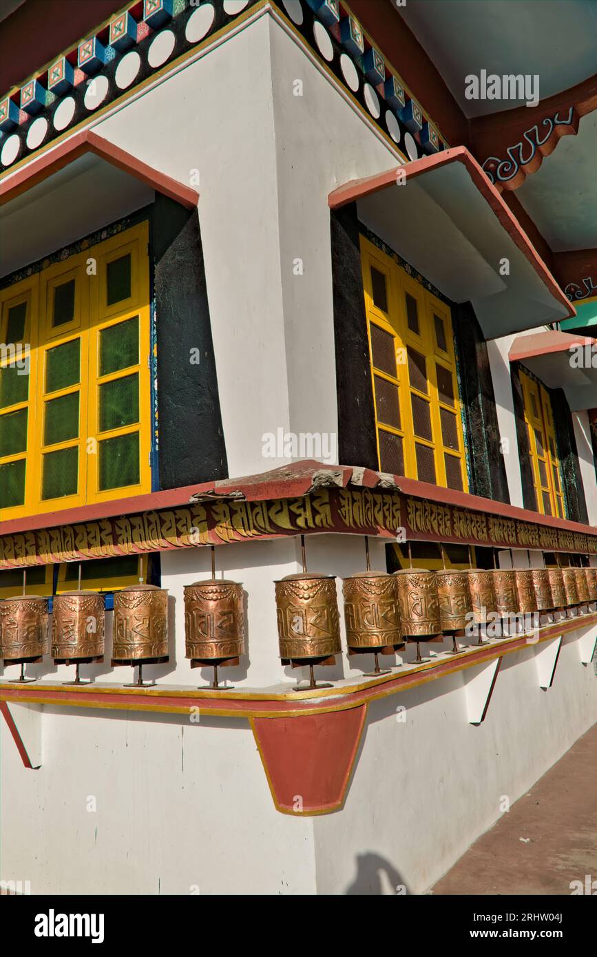 kalimpong, west bengal, india, 05.27.2023 . holy prayer wheels situated