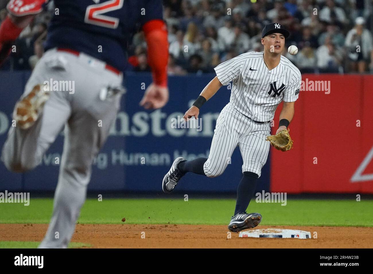 New York Yankees Anthony Volpe Catches A Boston Red Sox Runner Out At ...