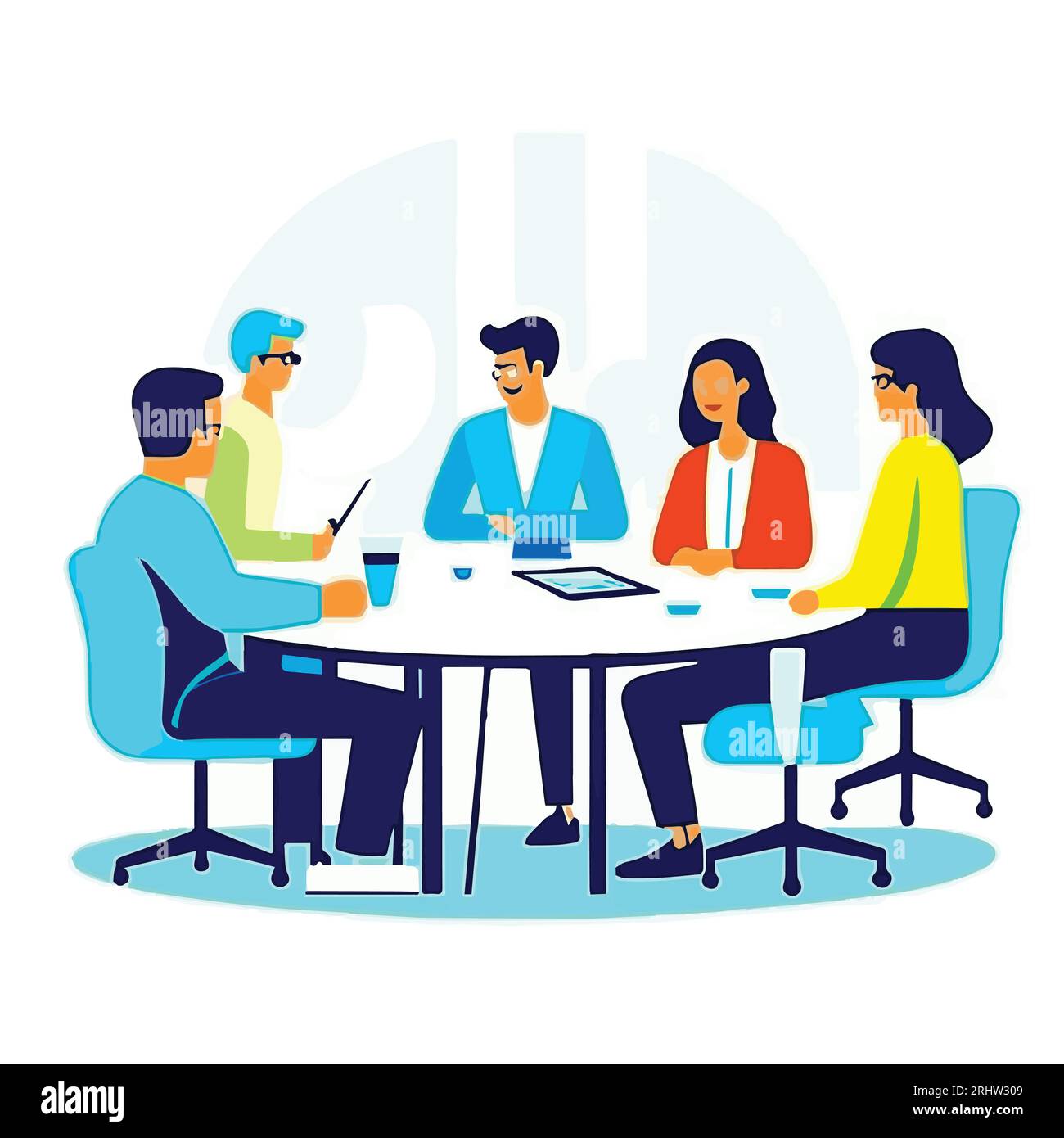 meeting the team discussed illustration character vector cartoon Stock