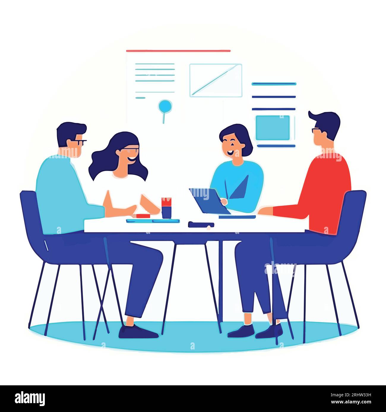 meeting the team discussed illustration character vector cartoon Stock