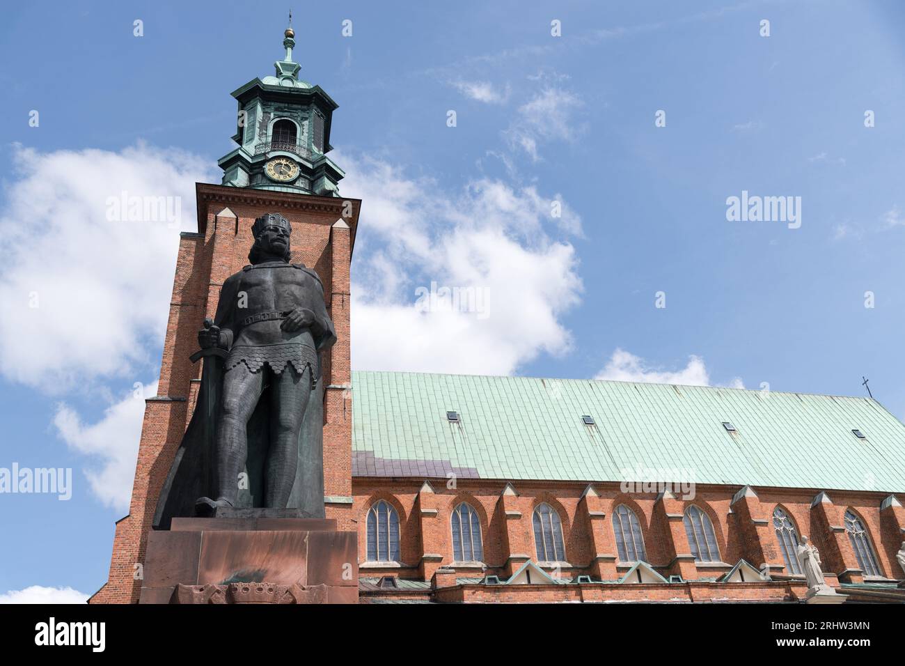 Statue of Boleslaw I Chrobry first king of Poland in front of the ...