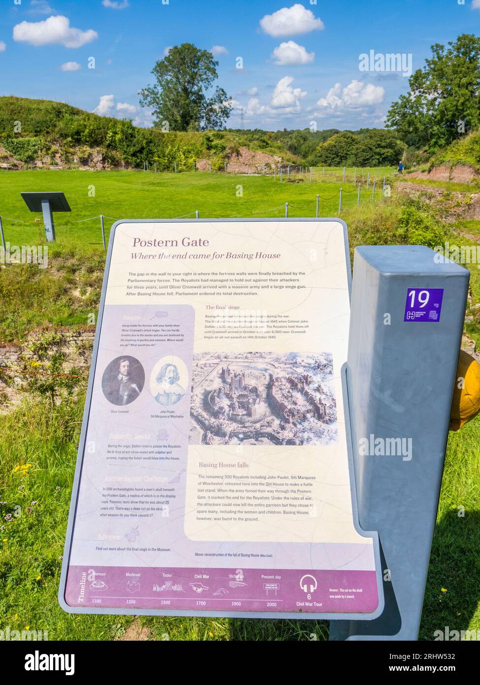 Information Board on the Siege of Basing House, Ruins of Basing House