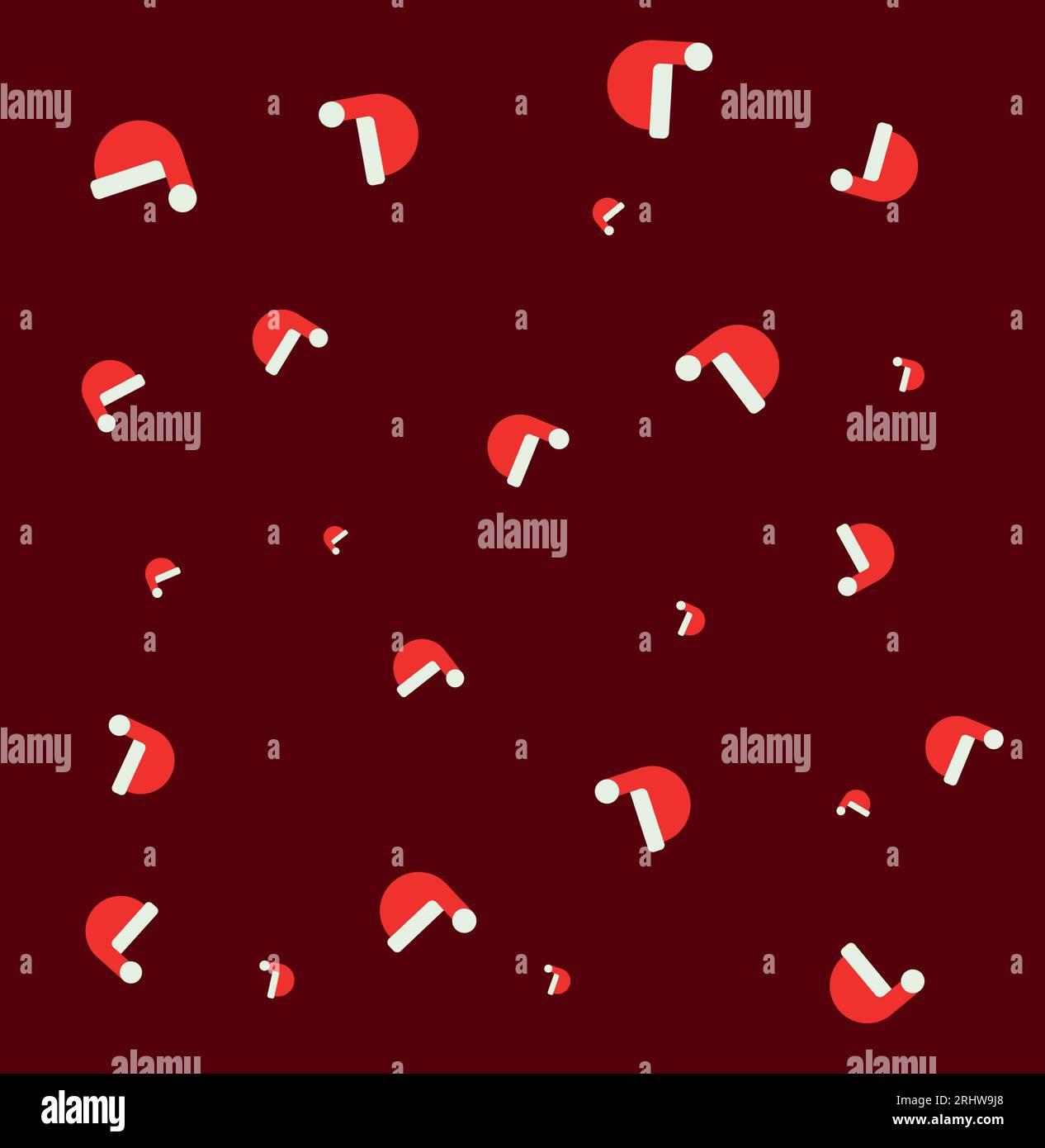 Christmas pattern, vector Santa hat on burgundy background Stock Vector