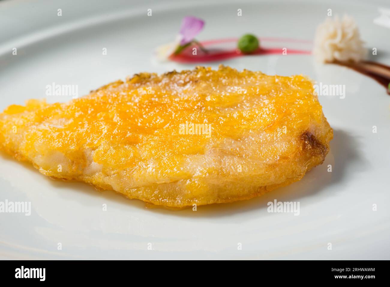 seabass steak cooked in japan style, Sea bass grilled steak.Selective focus, Japanese food Stock
