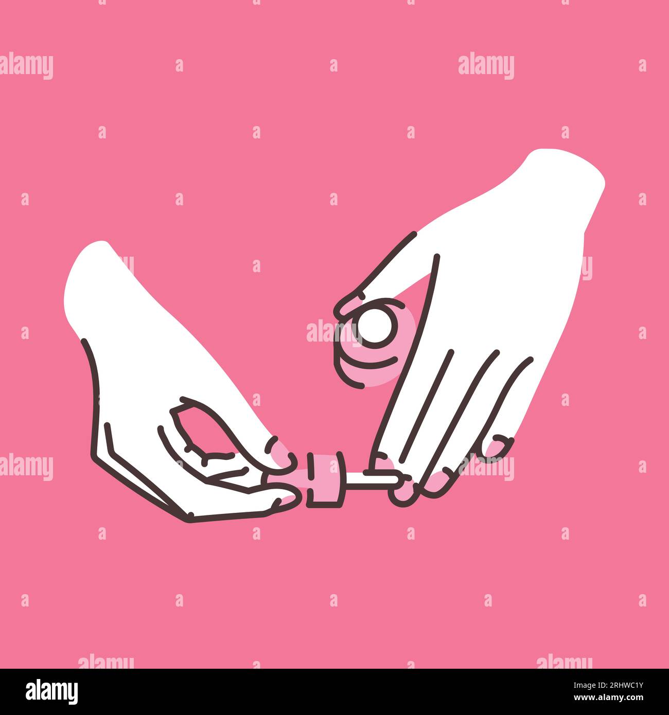 Applying cuticle oil color line illustration. Beauty industry Stock