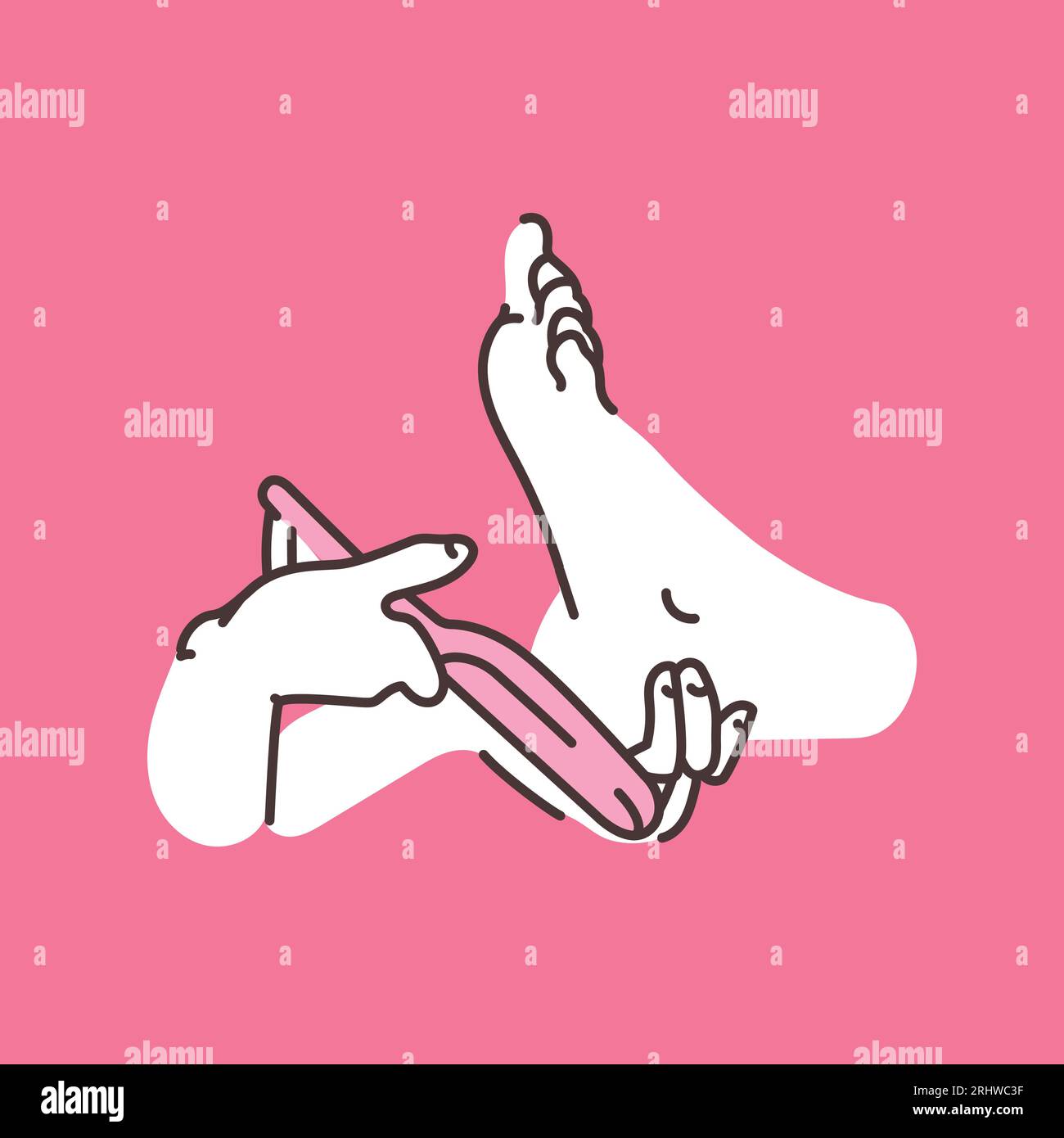 Pedicure spa female feet color line illustration. Womans feet. Beauty