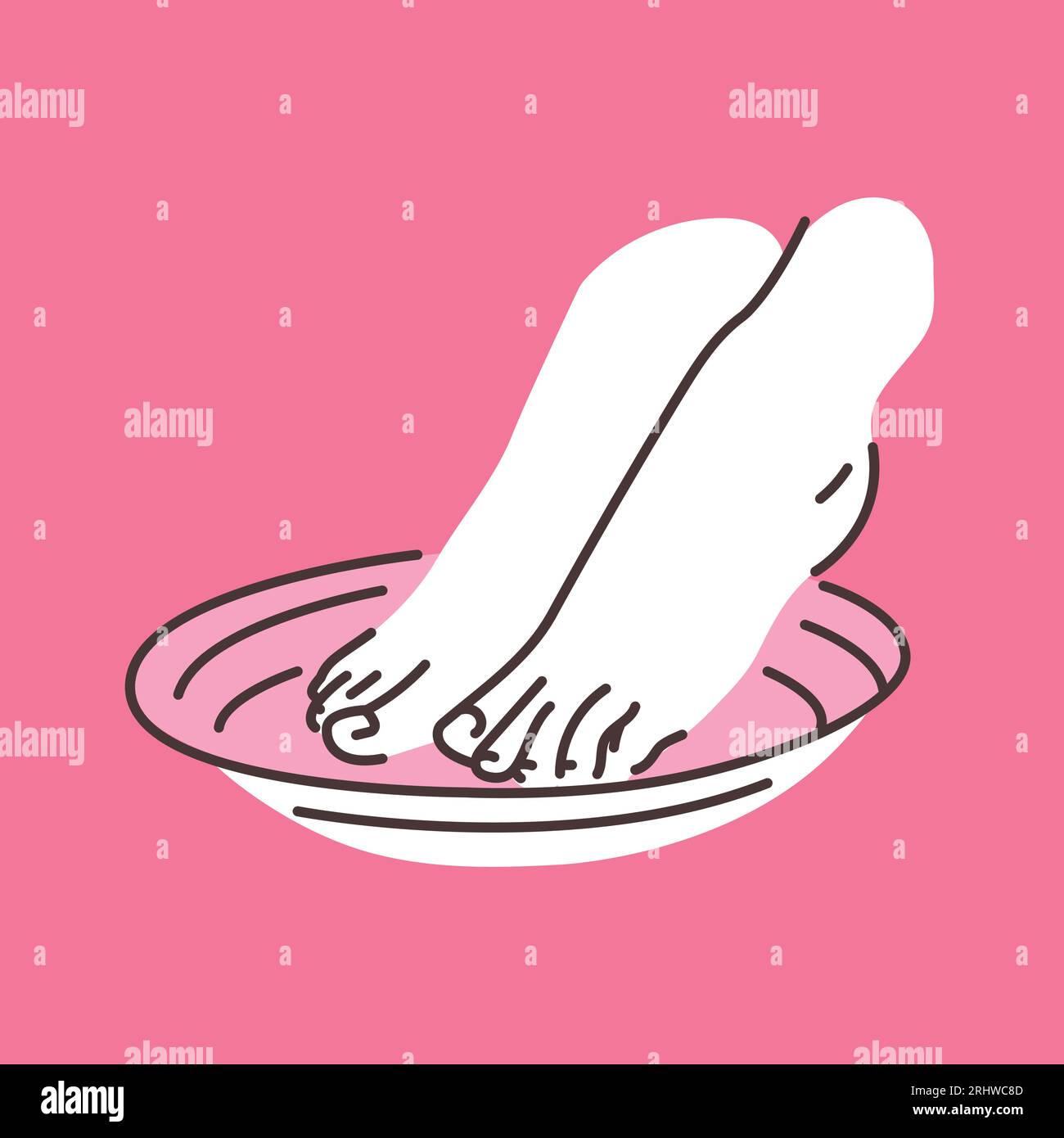 Pedicure spa female feet color line illustration. Womans feet. Beauty