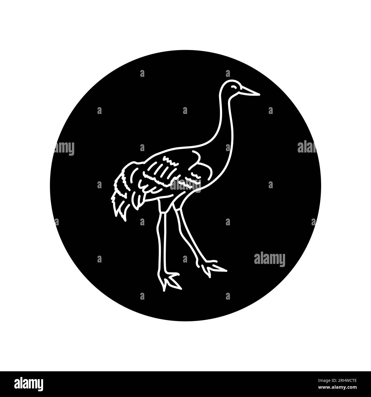 Crane bird black line icon. Pictogram for web page, mobile app, promo. Stock Vector