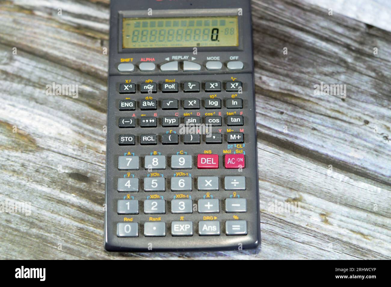 Scientific calculator Super Visually Perfect Algebraic Method, uses  two-line LCD display, has replay function to easily edit or correct the  entered ex Stock Photo - Alamy