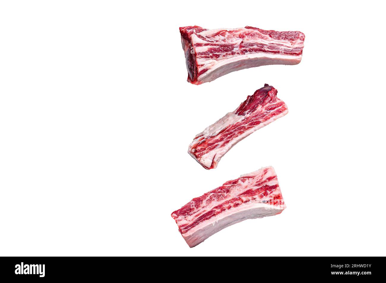 Beef calf short ribs meat in a grill pan ready for cooking. High ...