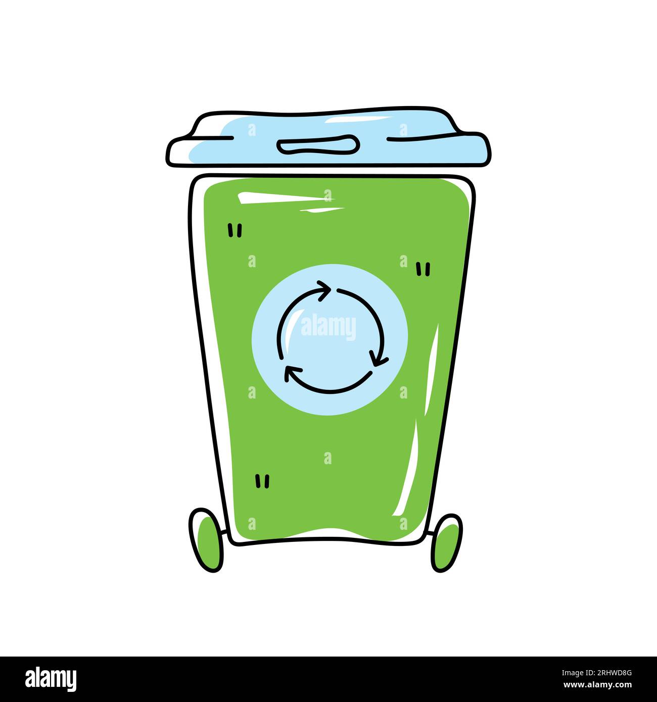 Trash can vector icon in doodle style. Stock Vector