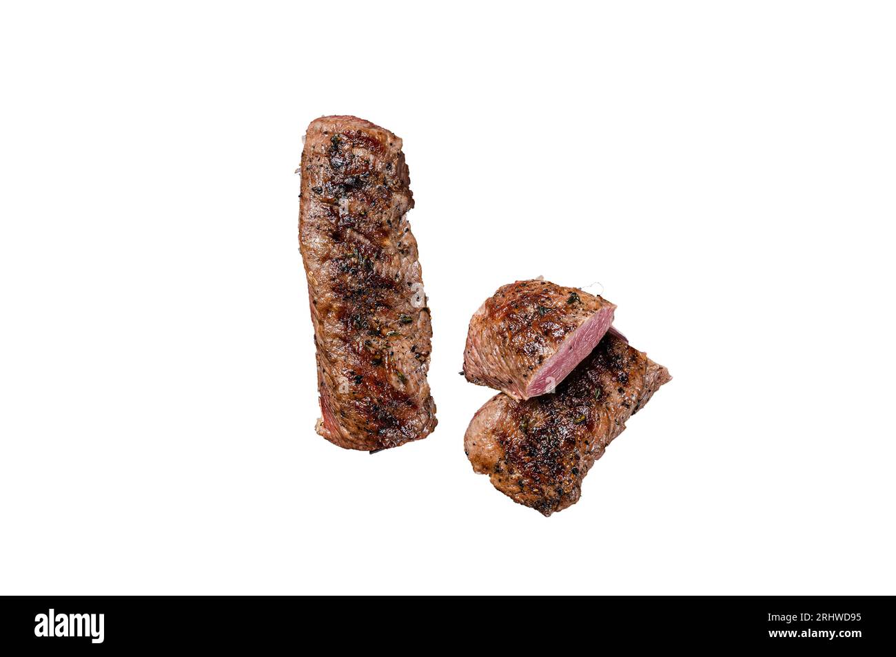 BBQ grilled Lamb tenderloin fillet meat on grill, mutton loin steak