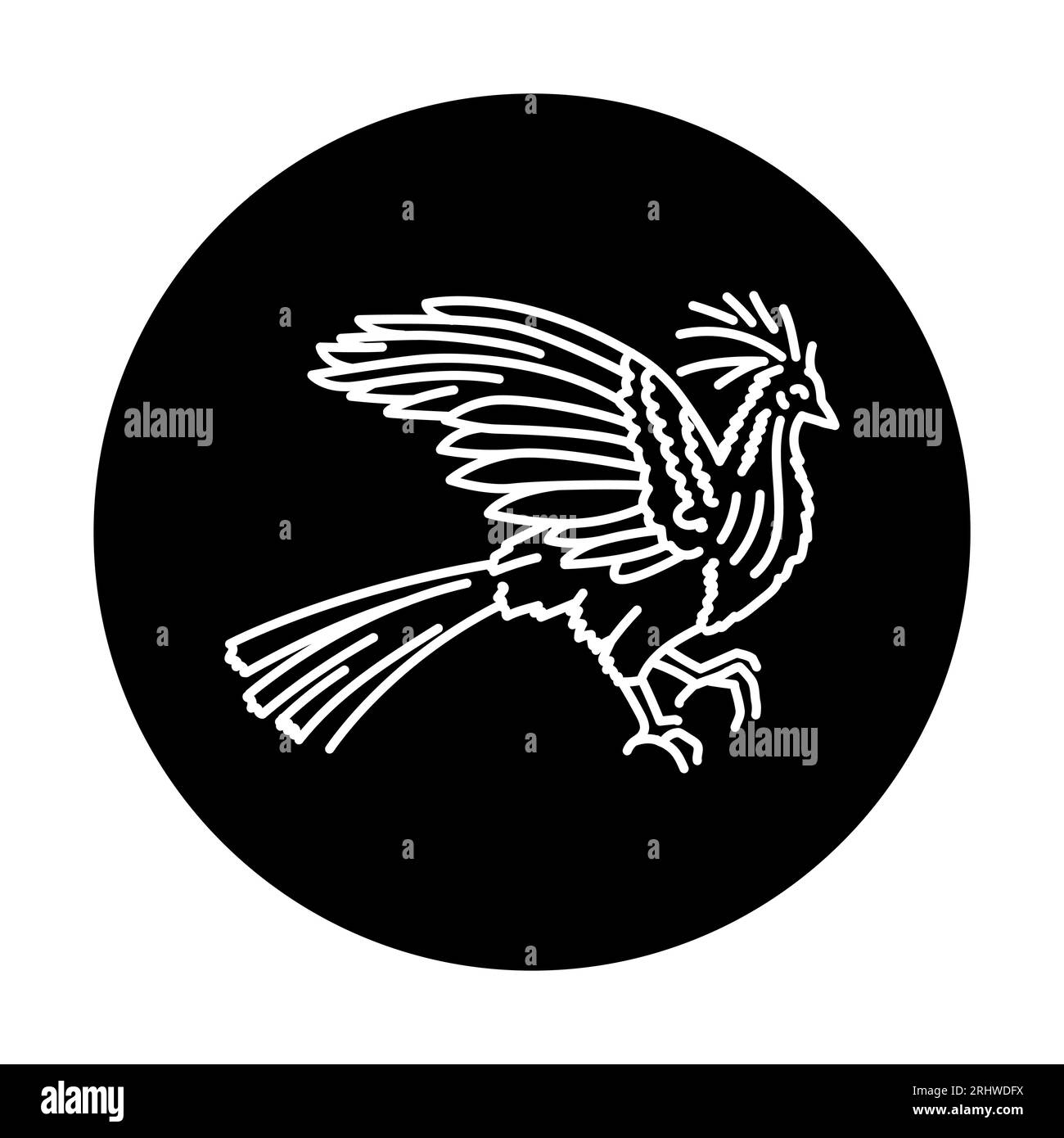 Hoatzin bird black line icon. Pictogram for web page, mobile app, promo. Stock Vector