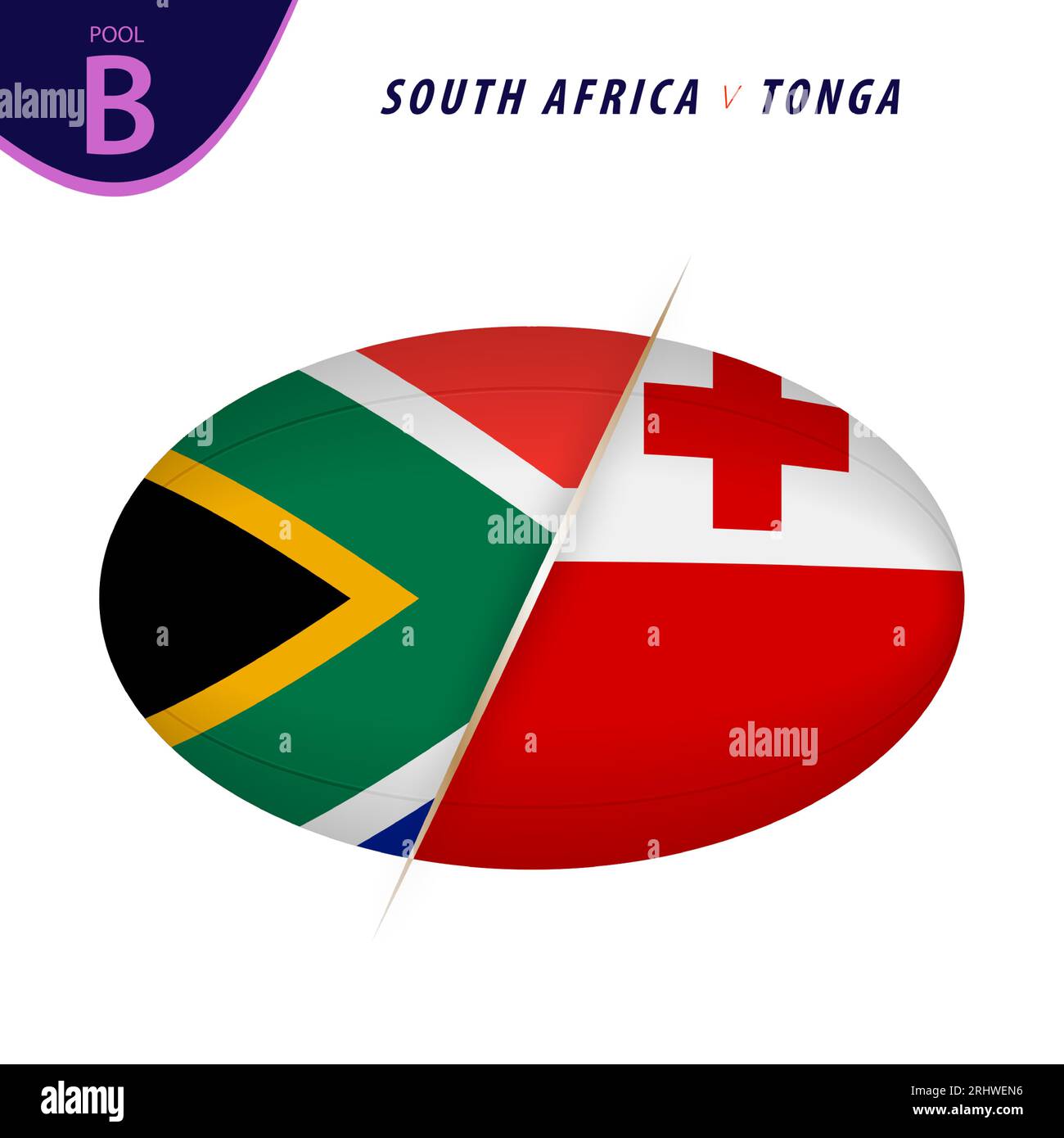 Rugby competition South Africa v Tonga. Rugby versus icon. Vector