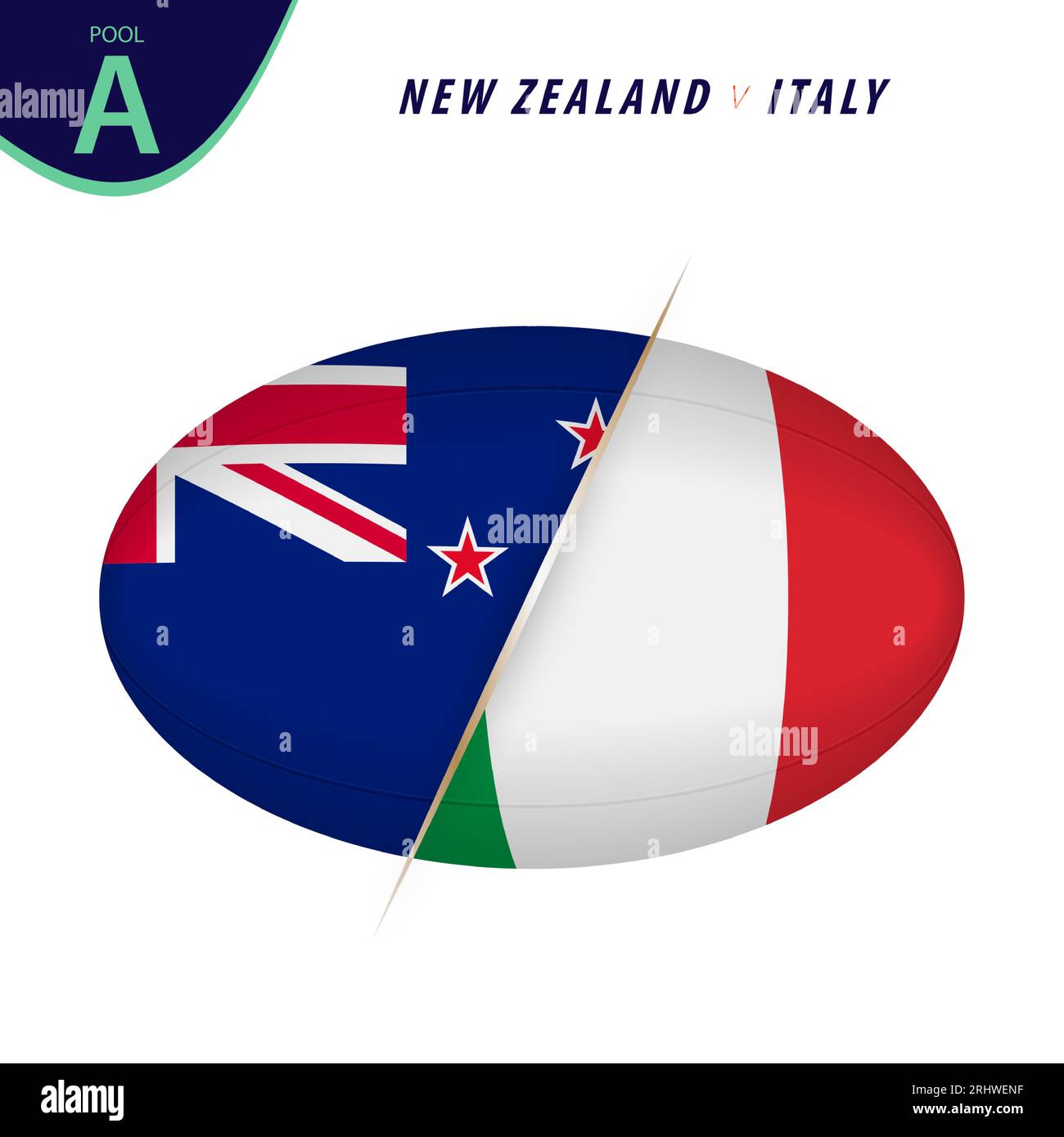 Rugby competition New Zealand v Italy. Rugby versus icon. Vector illustration Stock Vector Image