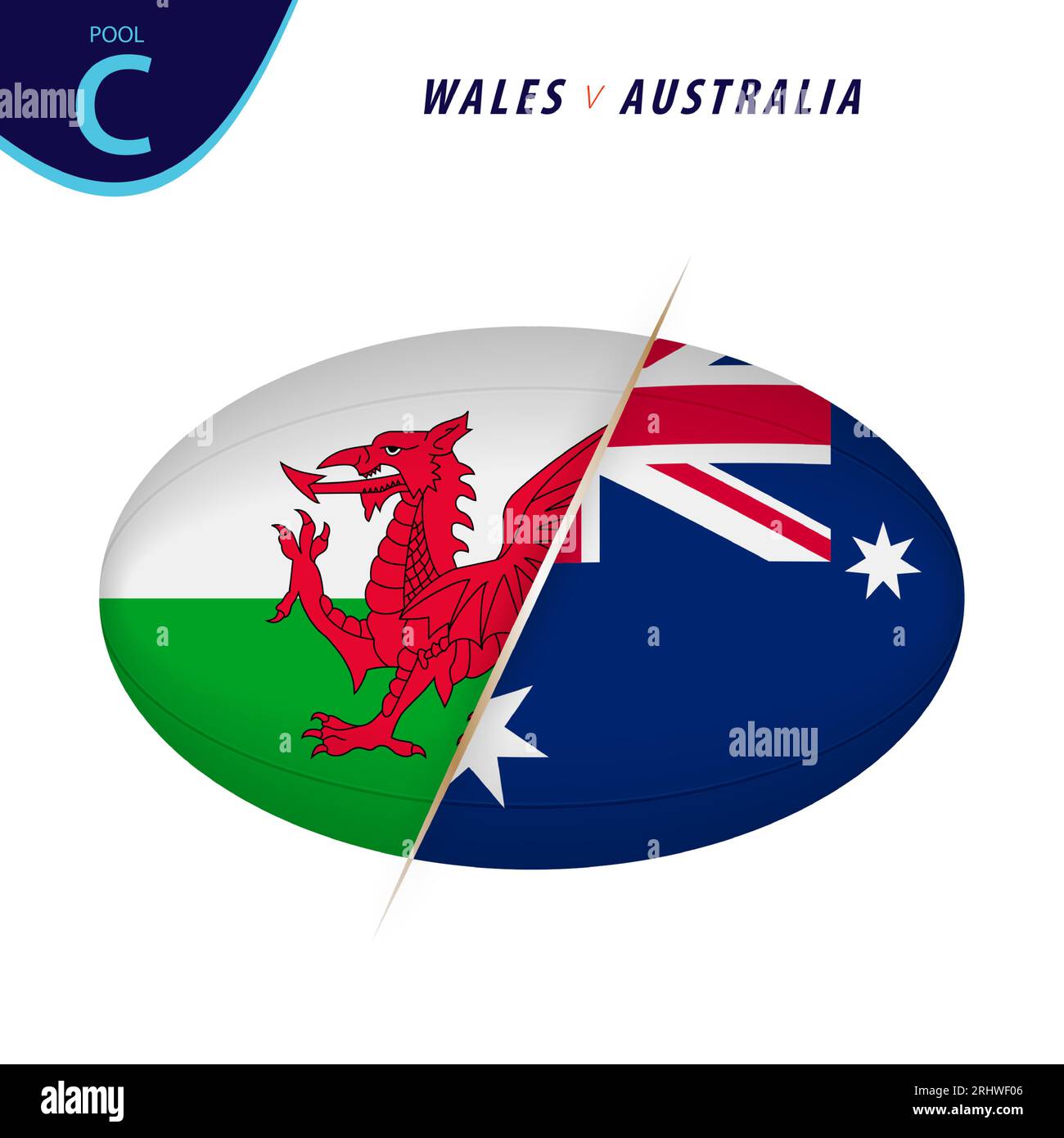 Rugby competition Wales v Australia. Rugby versus icon. Vector