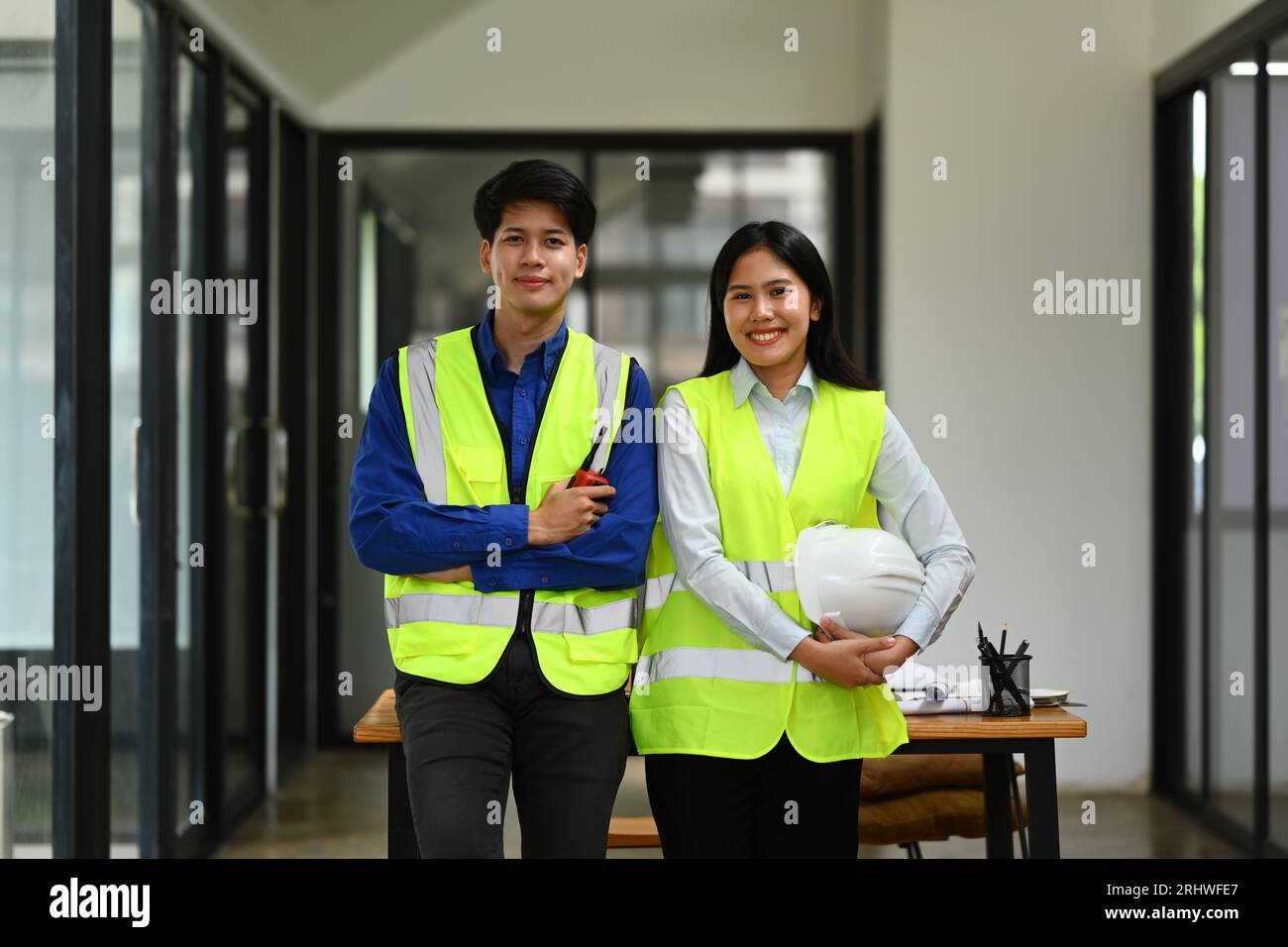 Smiling civil engineer standing in hi-res stock photography and images ...