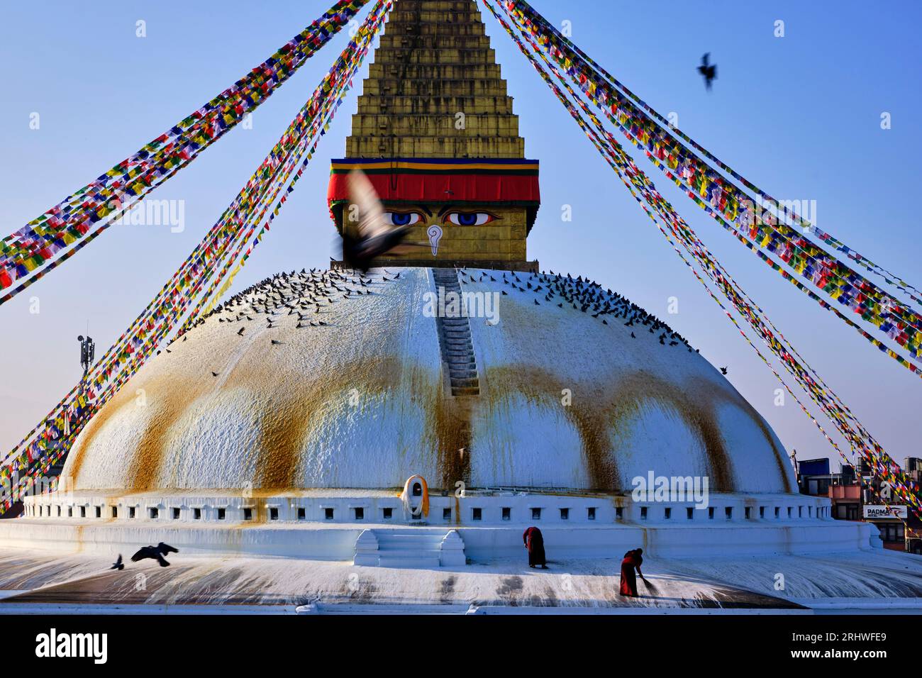 Nepal, Kathmandu valley, Buddhist stupa of Bodnath Stock Photo