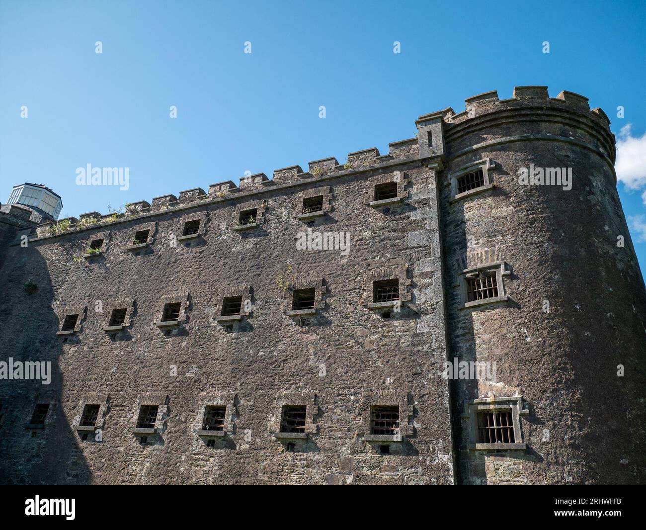 Old celtic castle with towers, Cork City Gaol prison in Ireland. Fortress, citadel background