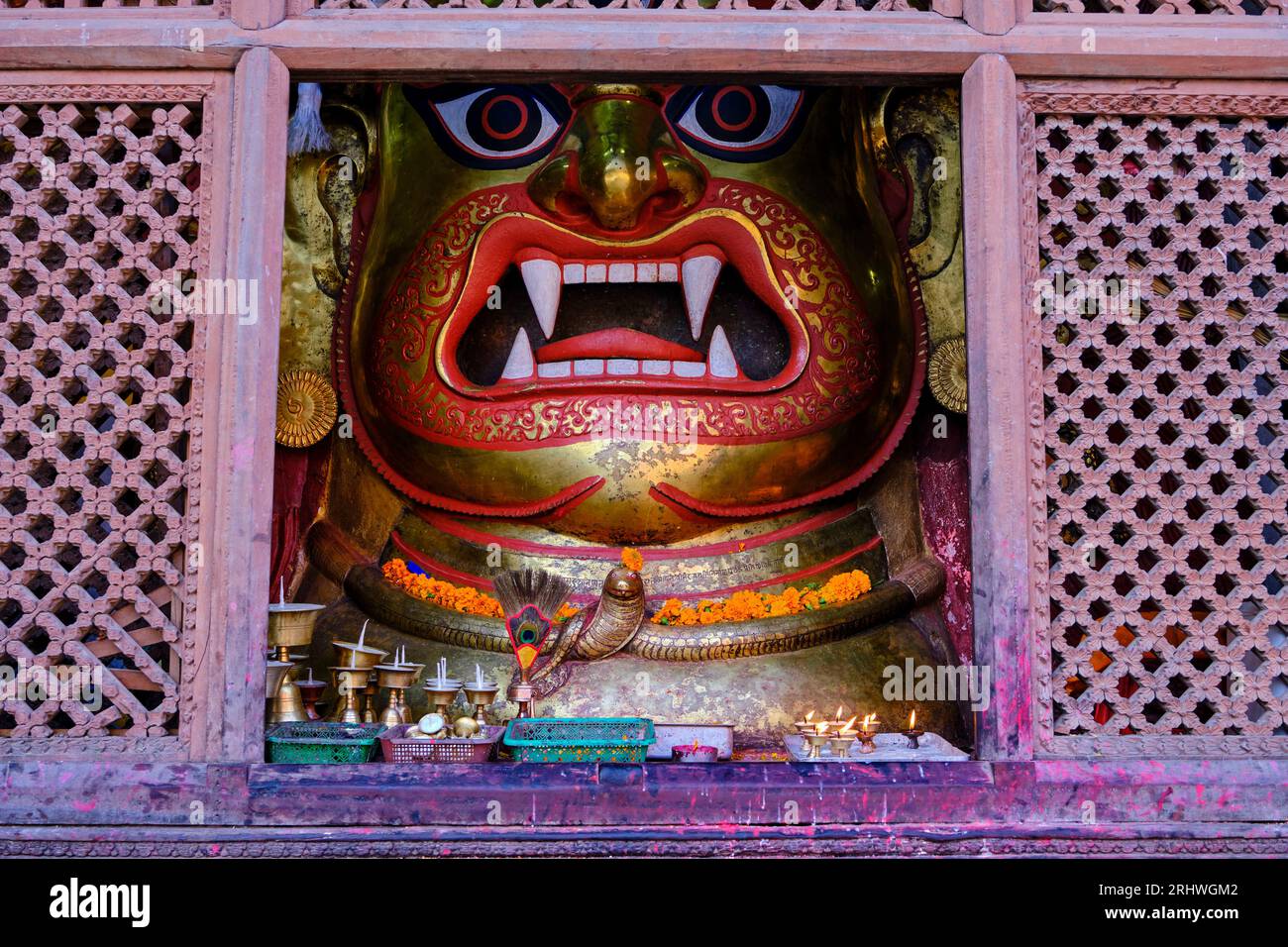 Nepal, Kathmandu valley, Kathmandu, Durbar square, Bhairav mask Stock Photo