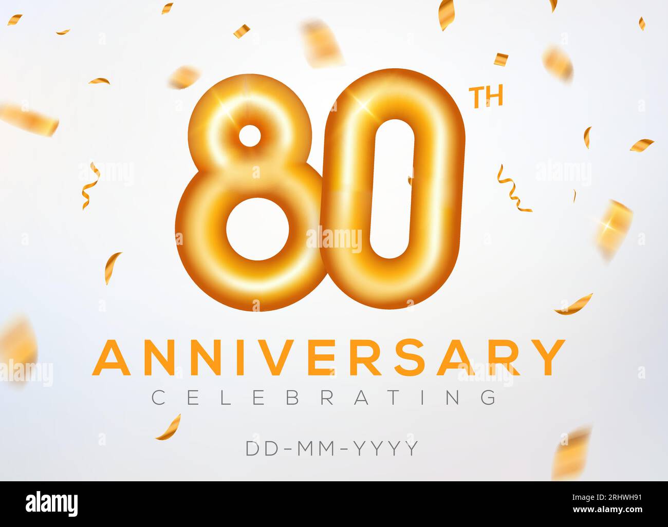 80 year anniversary gold number celebrate jubilee vector logo